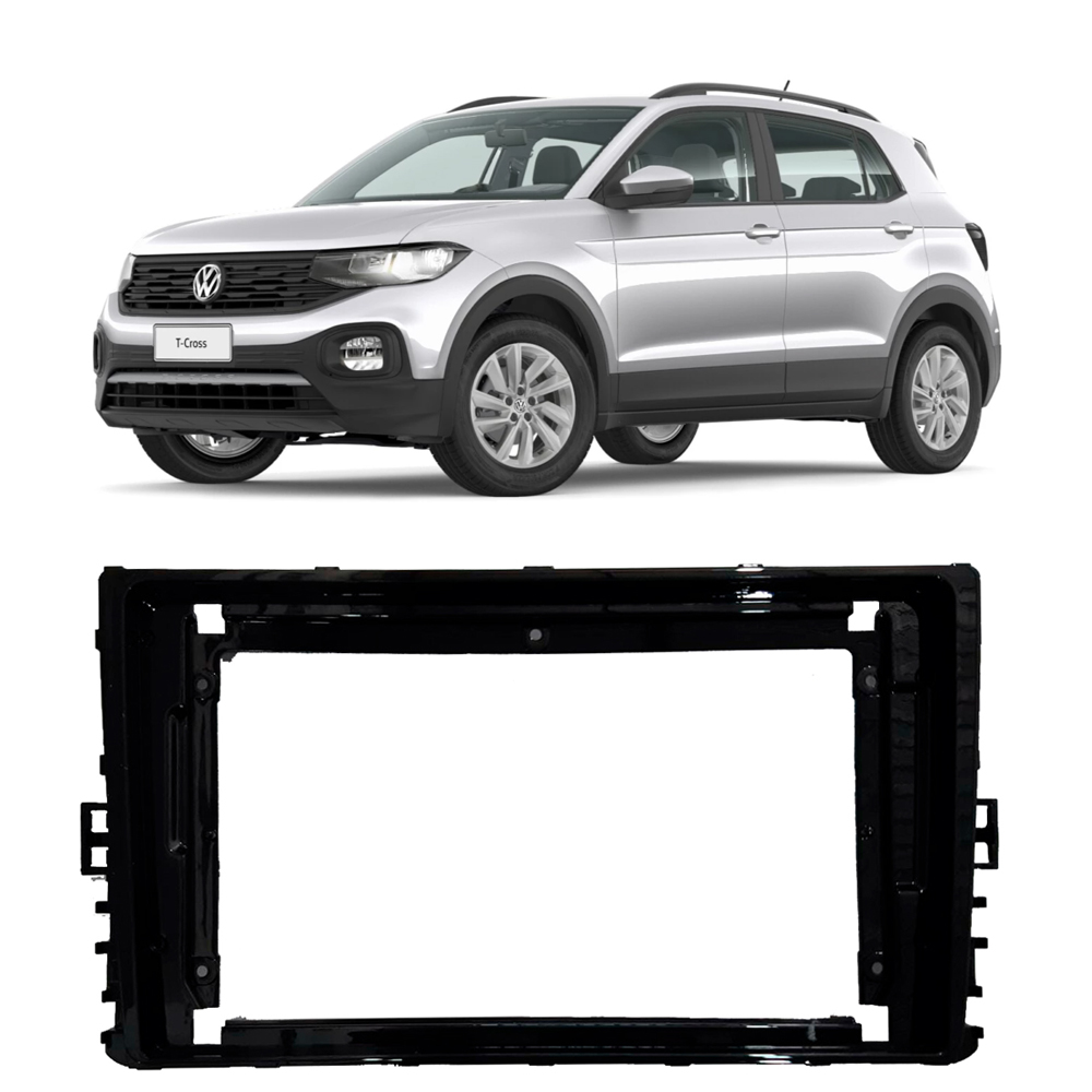 Moldura 2Din T-Cross Virtus Novo Polo 2019 em diante 9" Preto Expex - EPX9VW002