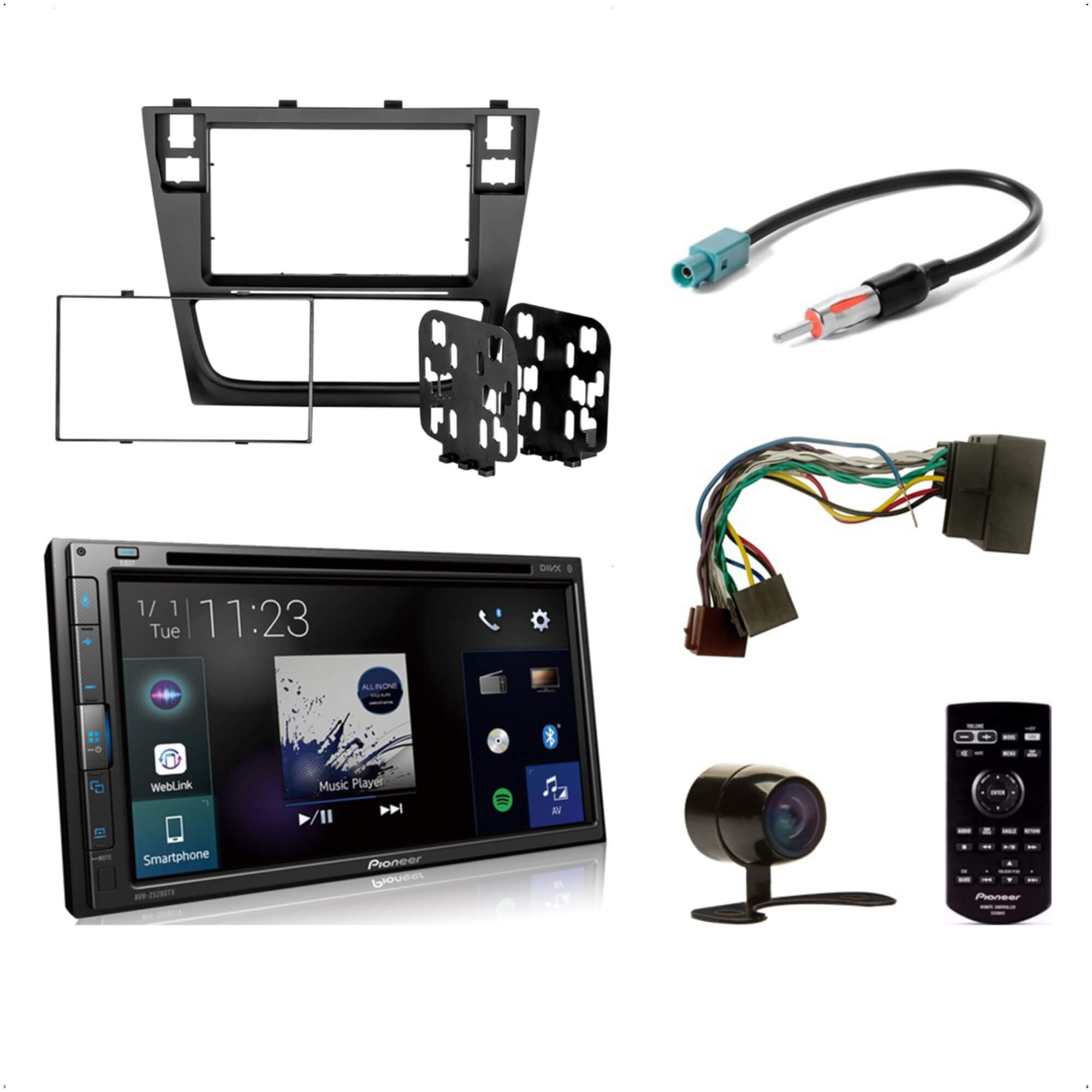 COMP Kit DVD Player Gol G6 botões no painel AVH-Z5280TV Pioneer + Moldura 2 din + Câmera de ré + Chicotes plug & play