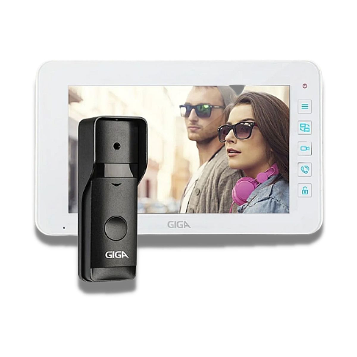 Kit Vídeo Porteiro Giga Tela 7” LCD 800x480 + Unidade Externa Speaker IR IP66 Giga - GS0098