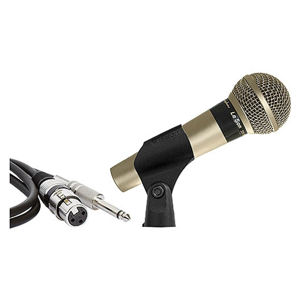 Microfone com Fio Profissional Champanhe Cabo de 3 metros SM-58 P4 - Leson 2AM002262
