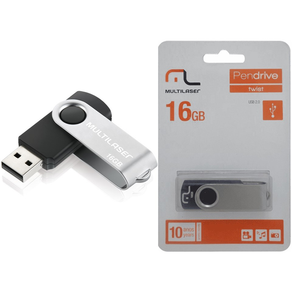 COMP Kit Armazenamento 20 Pen Drives 16 GB Twist  Preto USB 2.0 Multilaser - PD588