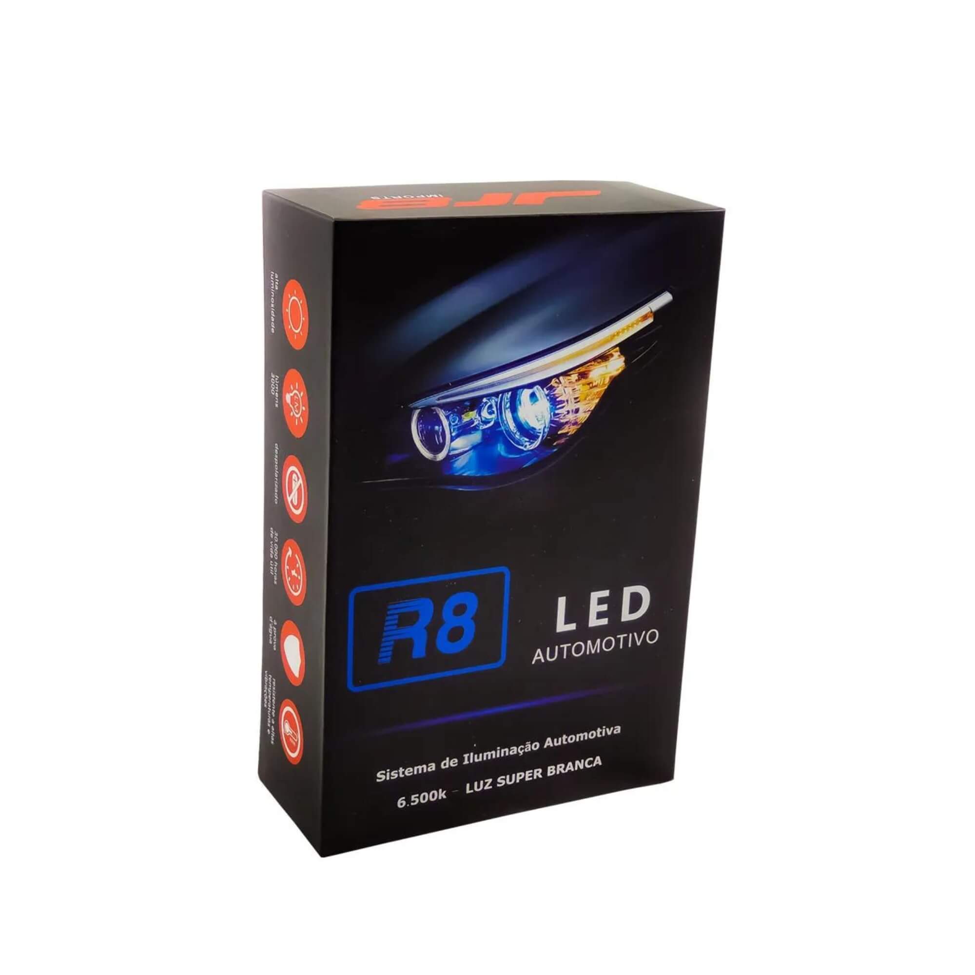 Kit Lâmpada Super LED R8 HEADLIGHT H27/880 Branca 6500K 3000 Lumens JR8 - JH0R8H27
