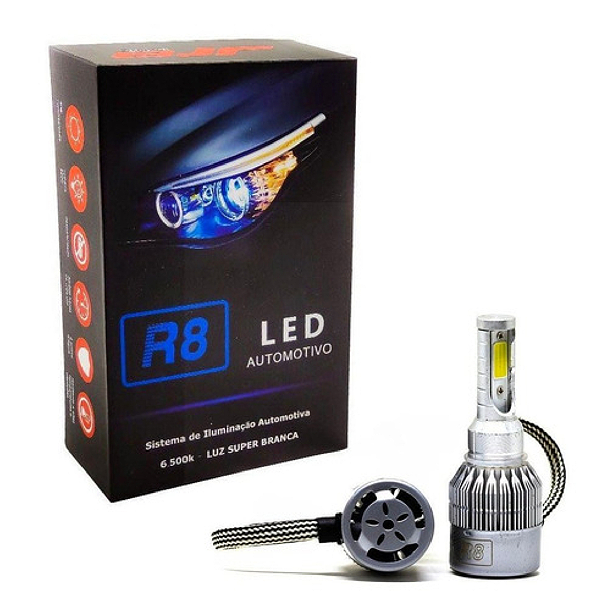 Lâmpada LED Auto R8 Super Brancas Headlight H9012 6500K Cooler Resistência à Água HB36500K JR8