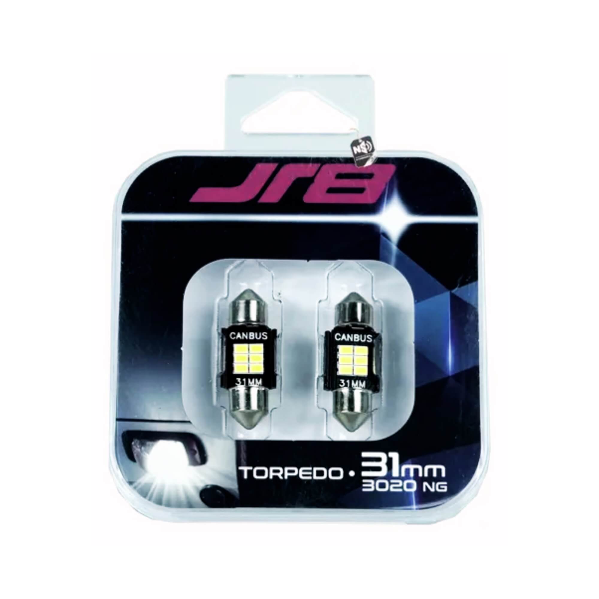Par de Lâmpadas LED Torpedo 31mm 6 Leds JR8 - 31MM