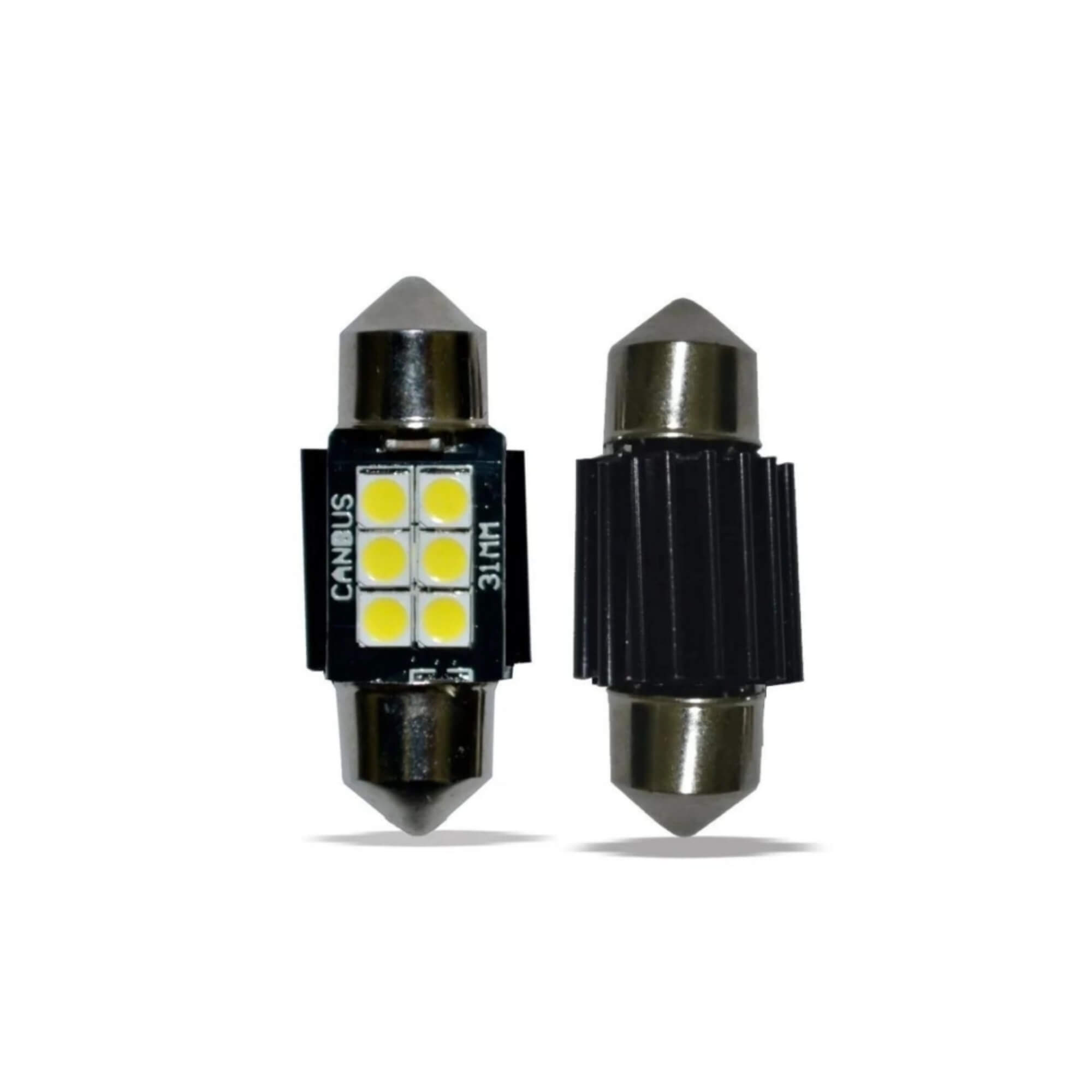 Par de Lâmpadas LED Torpedo 31mm 6 Leds JR8 - 31MM