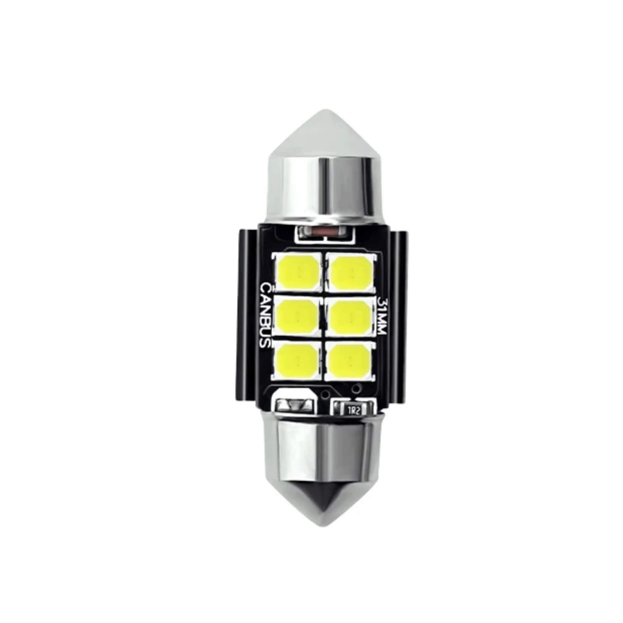 Par de Lâmpadas LED Torpedo 31mm 6 Leds JR8 - 31MM