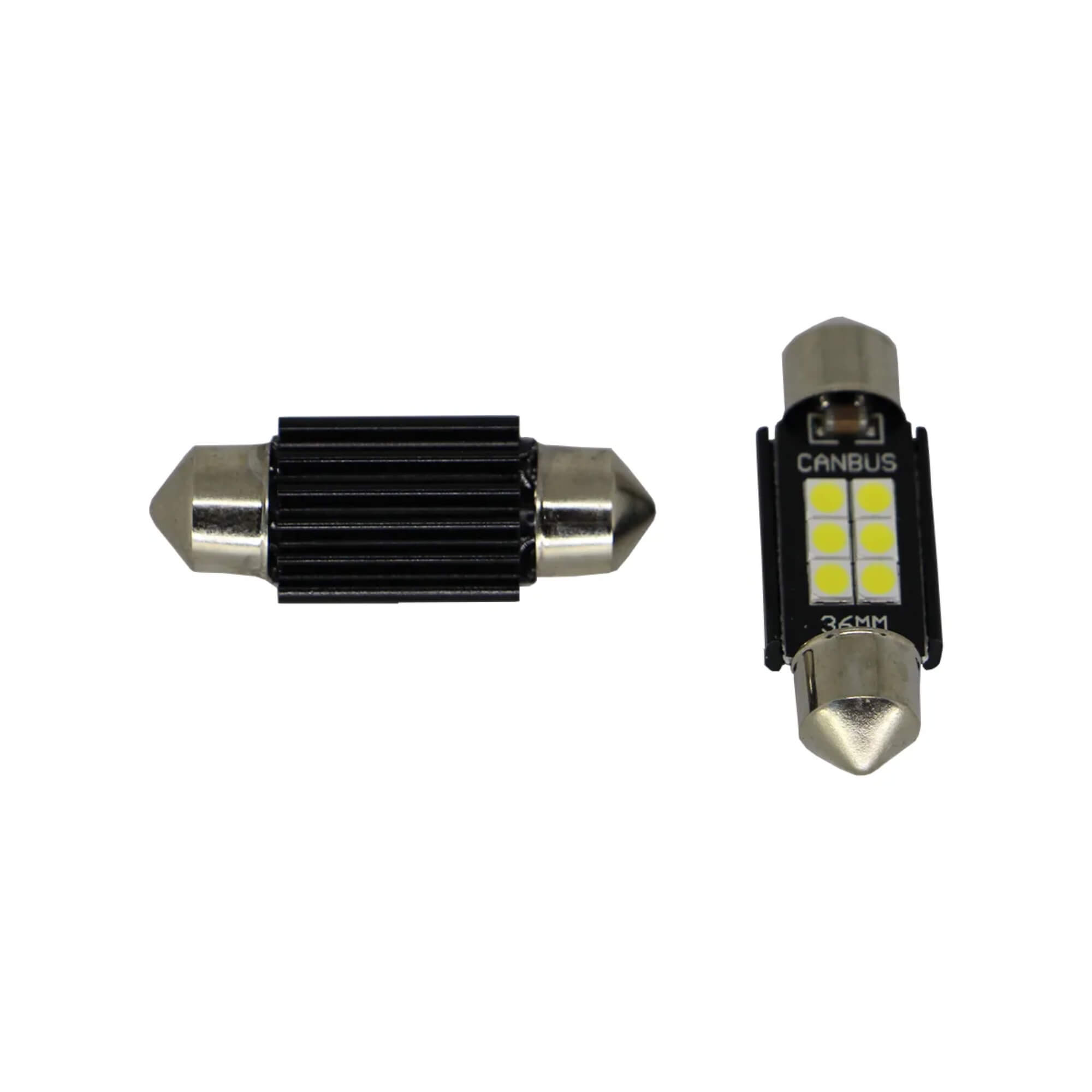 Lâmpada 6 Led Torpedo Canbus 36mm 12V com 2 Unidades Torpedo Preto JR8 - 36MM