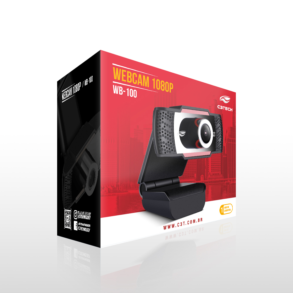 Webcam 1080P Full HD C3Tech - WB-100BK
