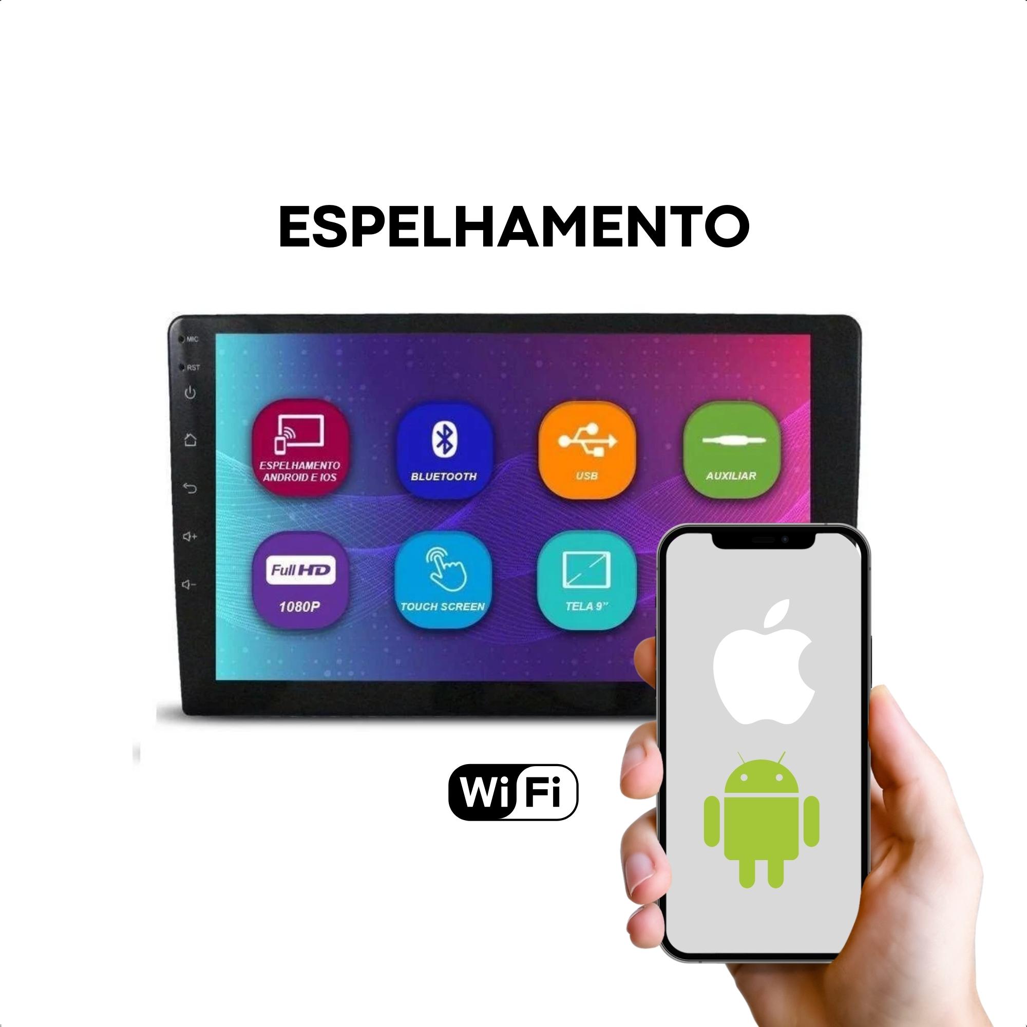 Central Multimídia Voolt tela de 9" MP10 com Espelhamento / Wifi / GPS / Bluetooth/ USB  -  CM9116