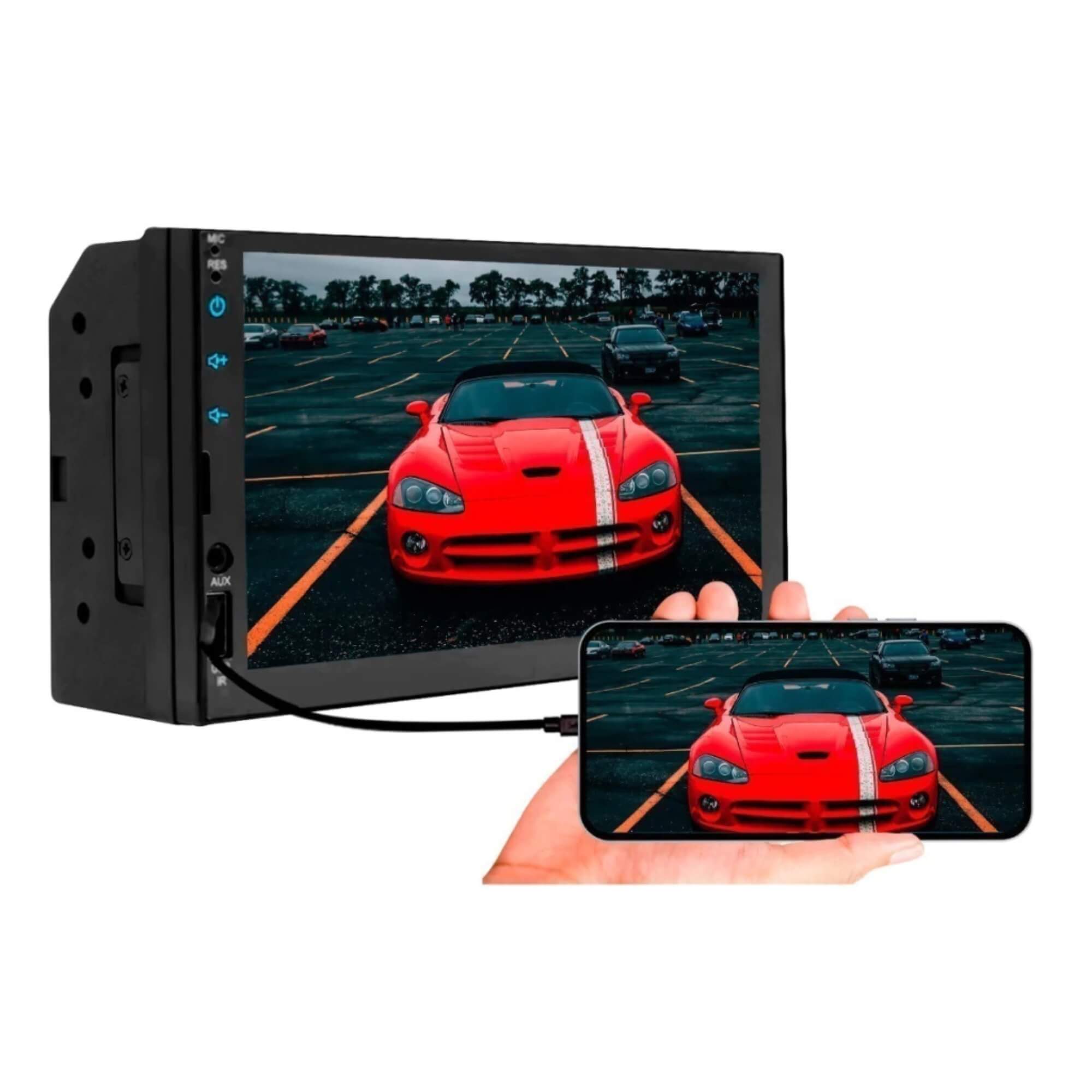 Central Multimídia MP5 2 Din 7" USB/SDCARD/BT/Espelhamento IOS/Android Full Touch H-Tech-HT-3000G4