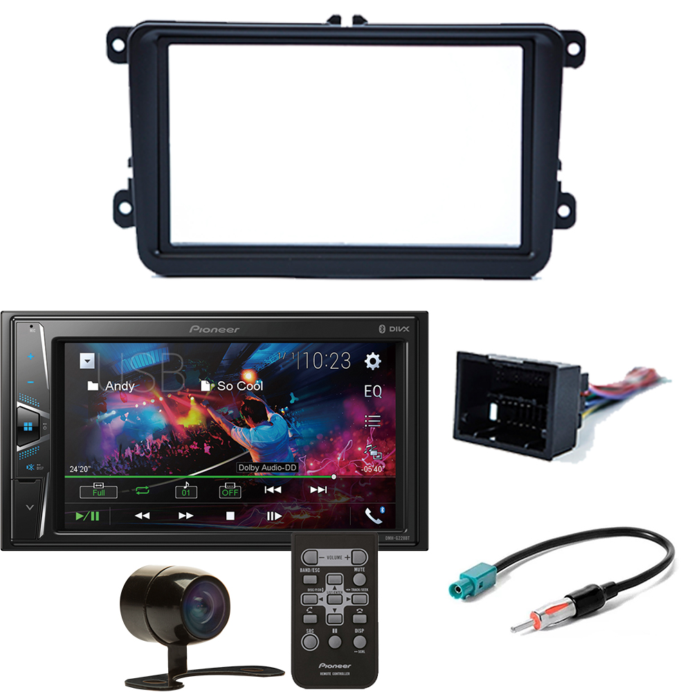 COMP Kit Multimidia Gol G7 / Saveiro G7 Pioneer DMH-G228BT + Moldura 2 din + Câmera de ré + Chicotes plug and play