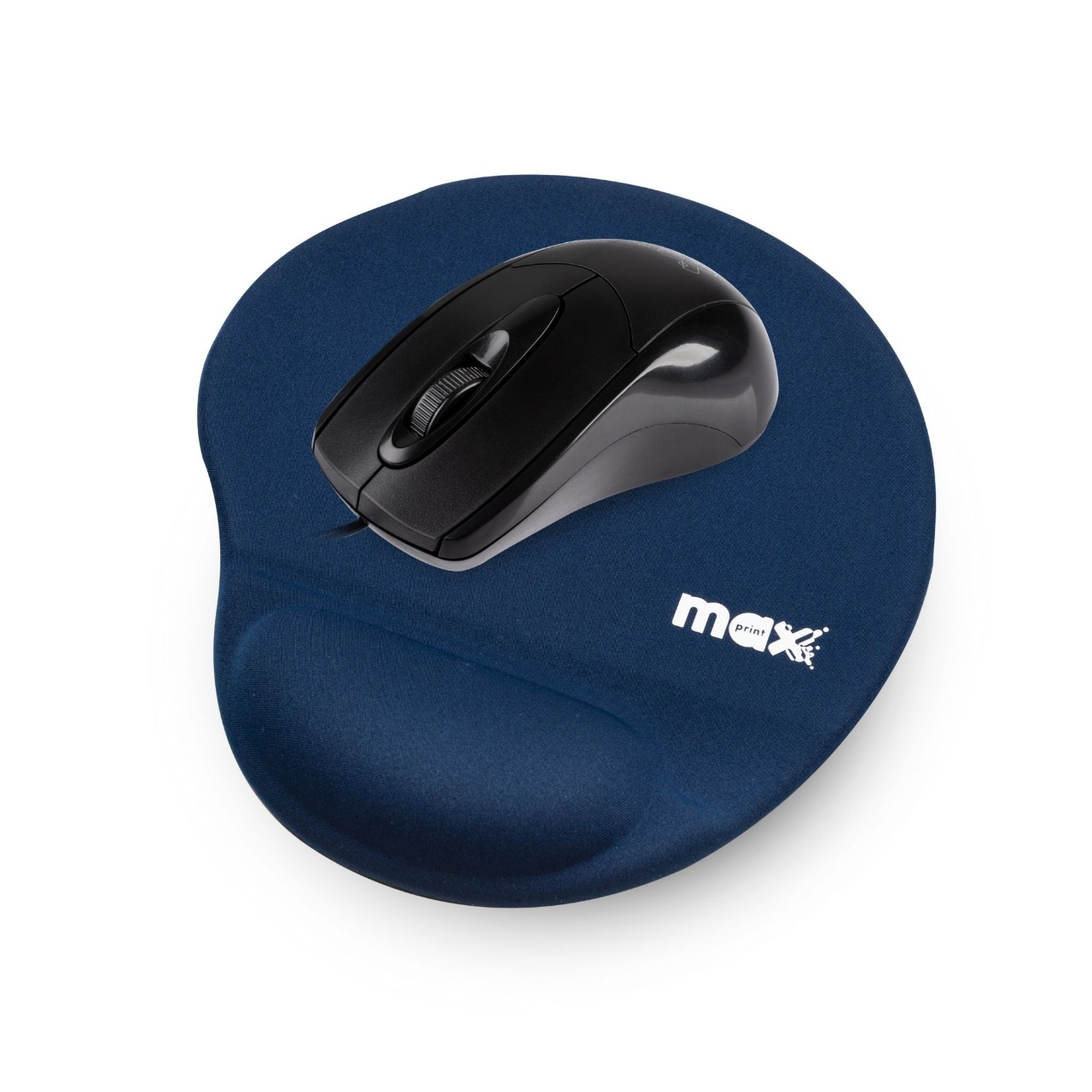 COMP Kit Mouse USB Óptico Preto 1000DPI 60615-7 com Mousepad com Apoio para Pulso Azul 604470 - Maxprint