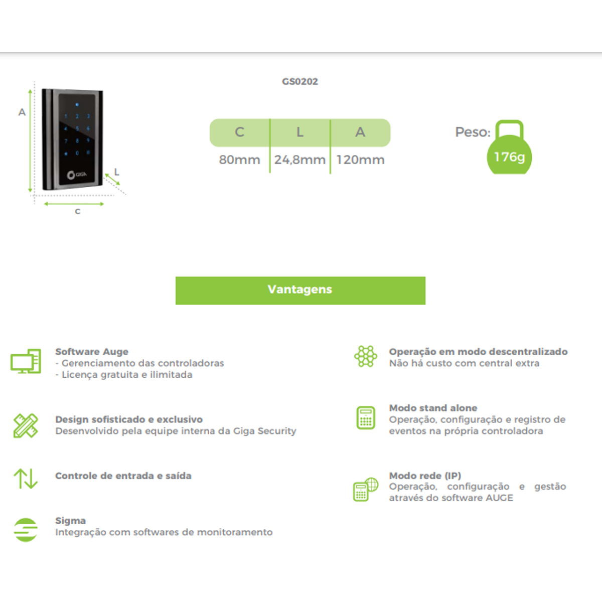 Controladora de Acesso Por Controle Remoto IP e Stand Alone Leitura Até 100M Giga GS0202