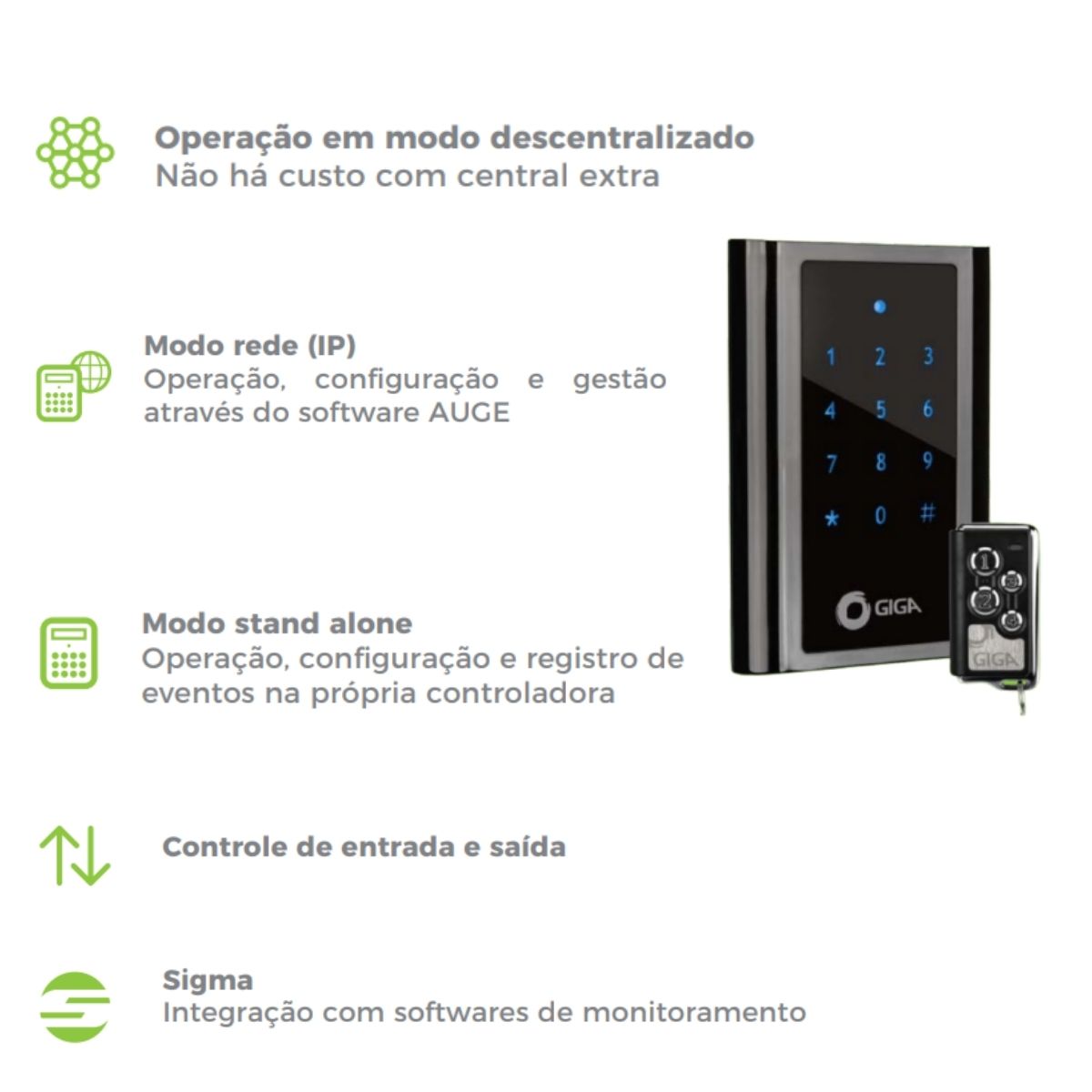 Controladora de Acesso Por Controle Remoto IP e Stand Alone Leitura Até 100M Giga GS0202