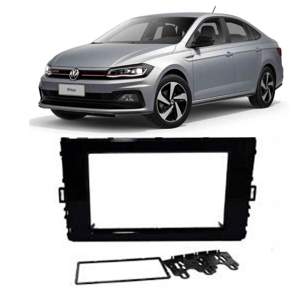 Moldura 1 e 2 Din Volkswagen Polo 2017 a 2020 Virtus e T-Cross 2017 a 2021 Expex - EPX VW-538