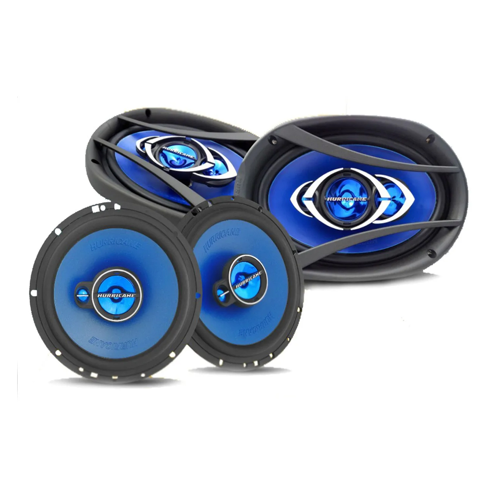 Kit Prático Alto Falante Triaxial 6" 50WRMS com Quadriaxial 6x9 90WRMS Hurricane 1 TRIAK6 + 1 CM69