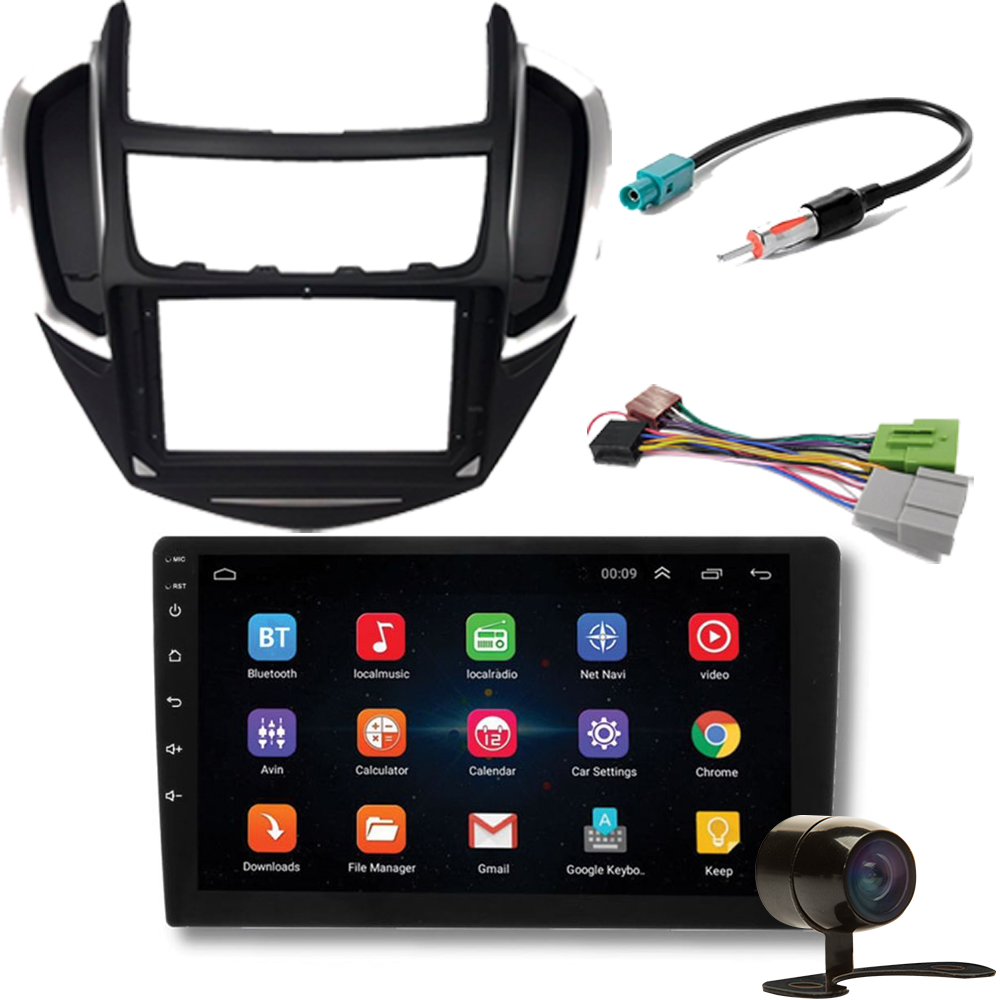 COMP Kit Central multimídia Chevrolet Tracker 2014 a 2016 H-tech HT-9120 + Moldura + Câmera de ré + Chicotes + Interface