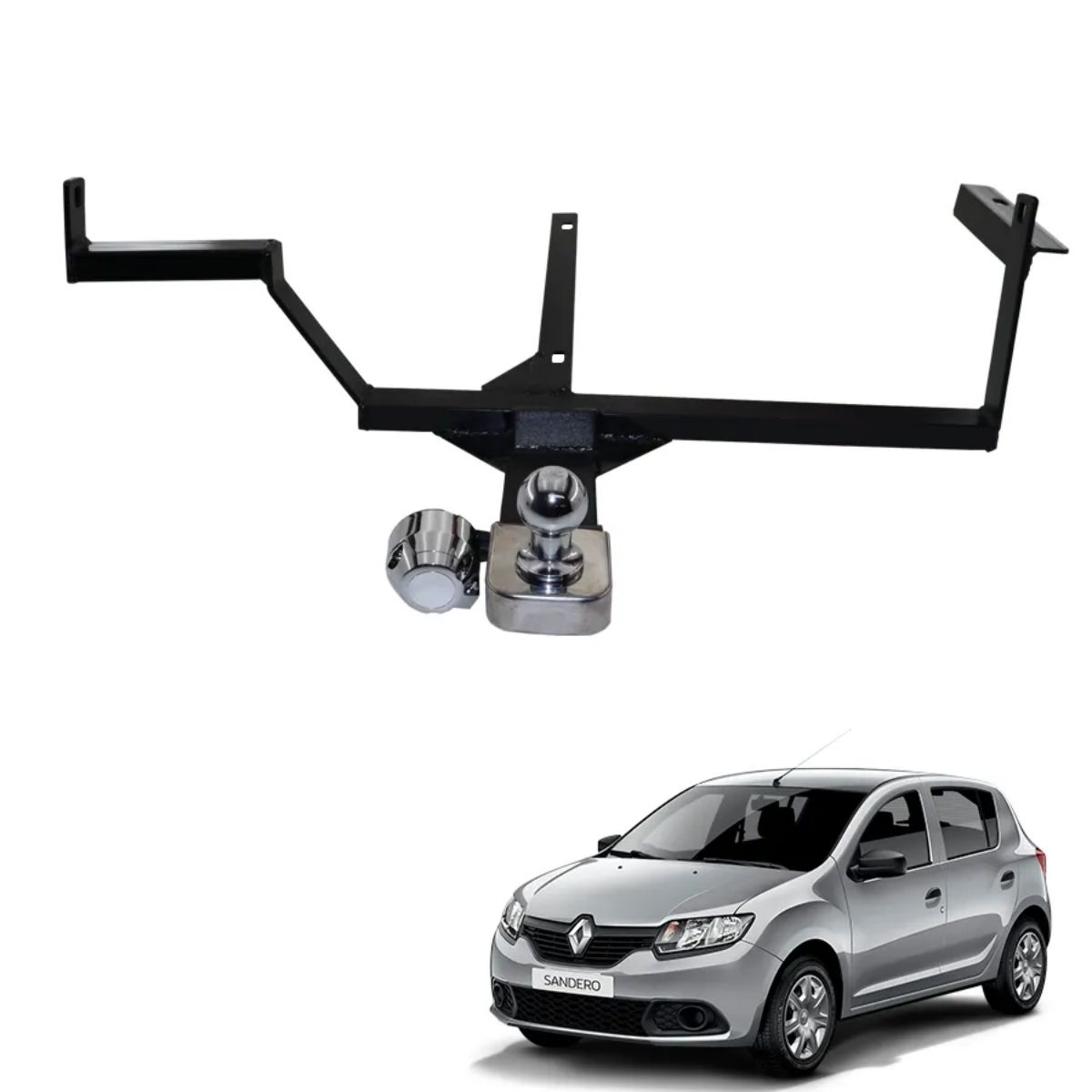 Engate Sandero 2020-2023 com Bola Cromada Tração até 450kg Modelo Fixo Braconi - BRC-IM-219