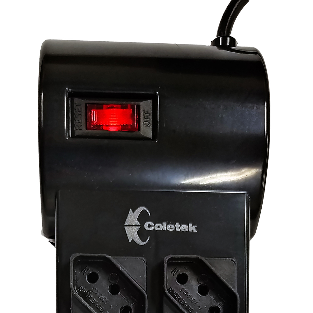 Filtro de Linha com 8 Tomadas Bivolt Preto Coletek - FL-82BK