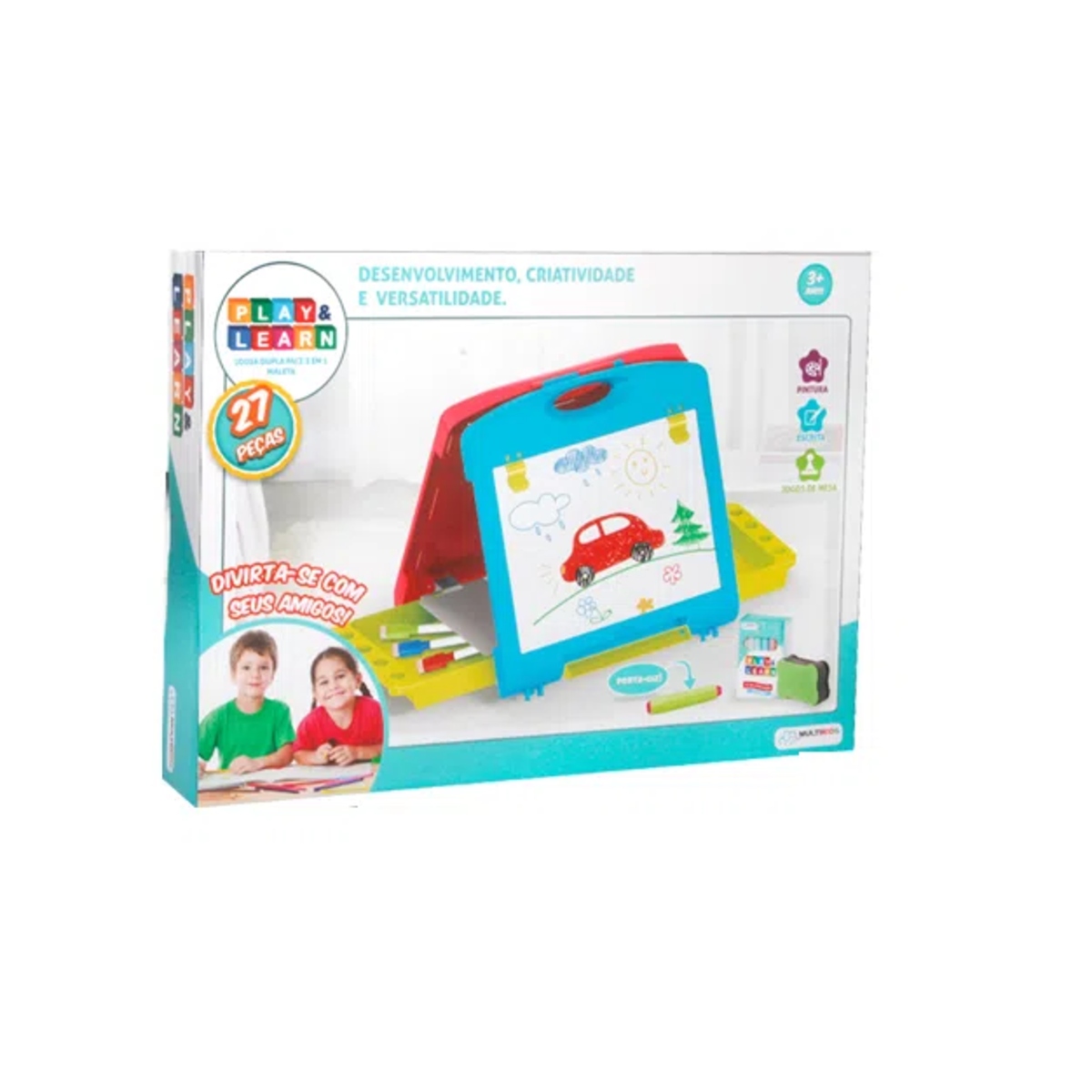 Lousa Mágica 2 em 1 Maleta Play & Learn Multikids - BR1215