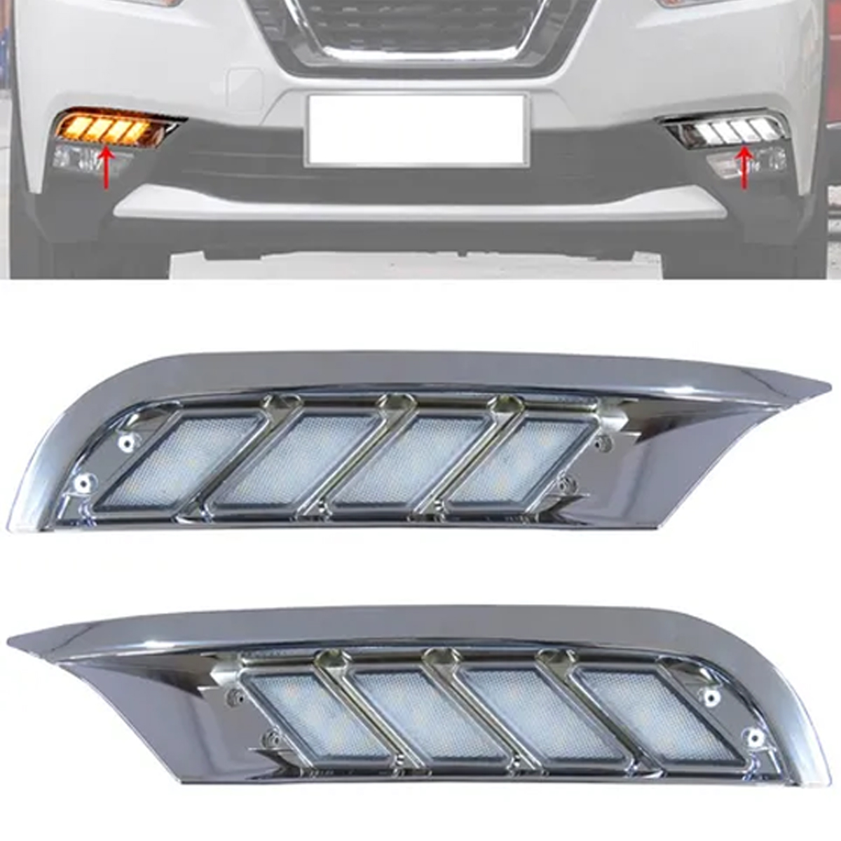 Luz Diurna Nissan Kicks Cromado Função Seta Hurricane
