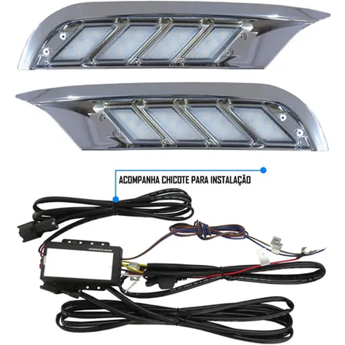 Luz Diurna Nissan Kicks Cromado Função Seta Hurricane