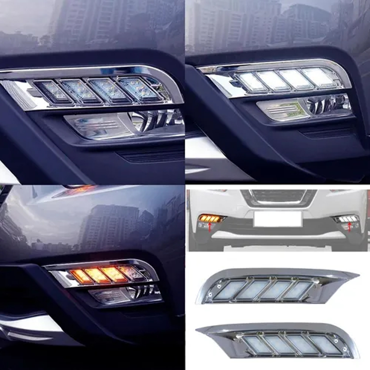 Luz Diurna Nissan Kicks Cromado Função Seta Hurricane