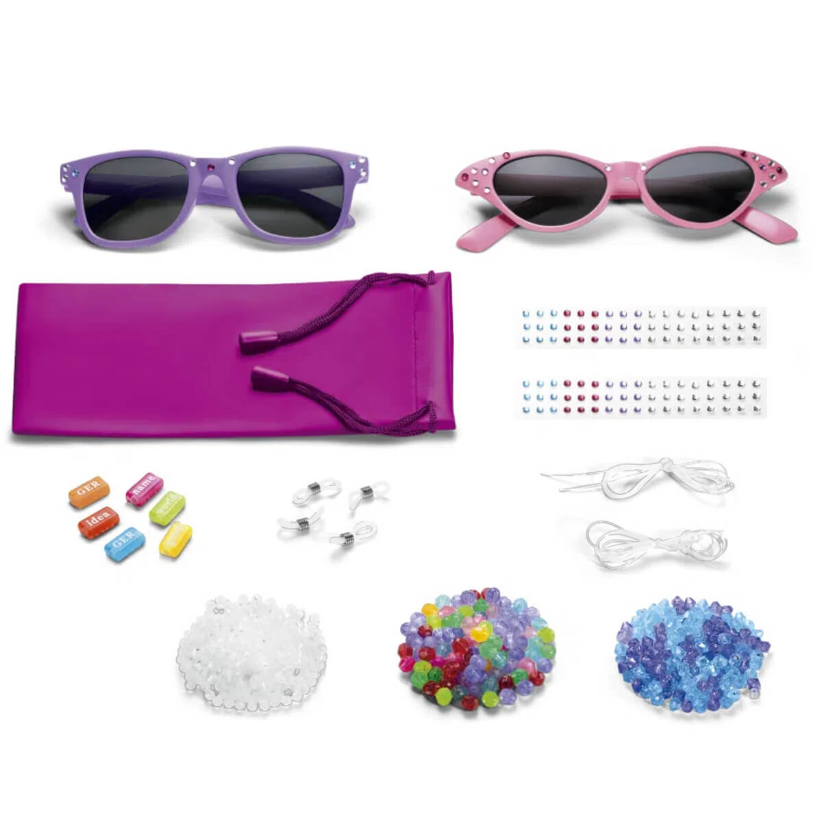 Óculos de Sol My Style Rosa/Roxo com Acessórios para Decorar Multikids - BR135