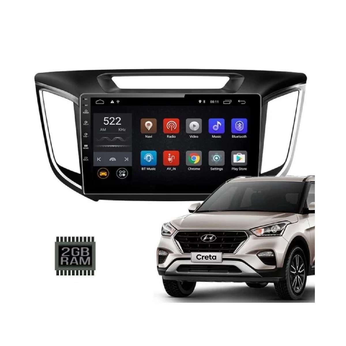 Central Multimidia Hyundai Creta 2017 a 2020 9'' Android 9.0 USB/WI-FI/BT/GPS/Quad JR8 - ZTA9180T