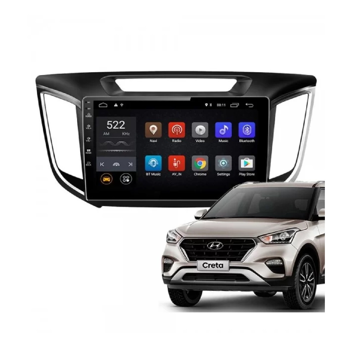 Central Multimidia Hyundai Creta 2017 a 2020 9'' Android 9.0 USB/WI-FI/BT/GPS/Quad JR8 - ZTA9180T