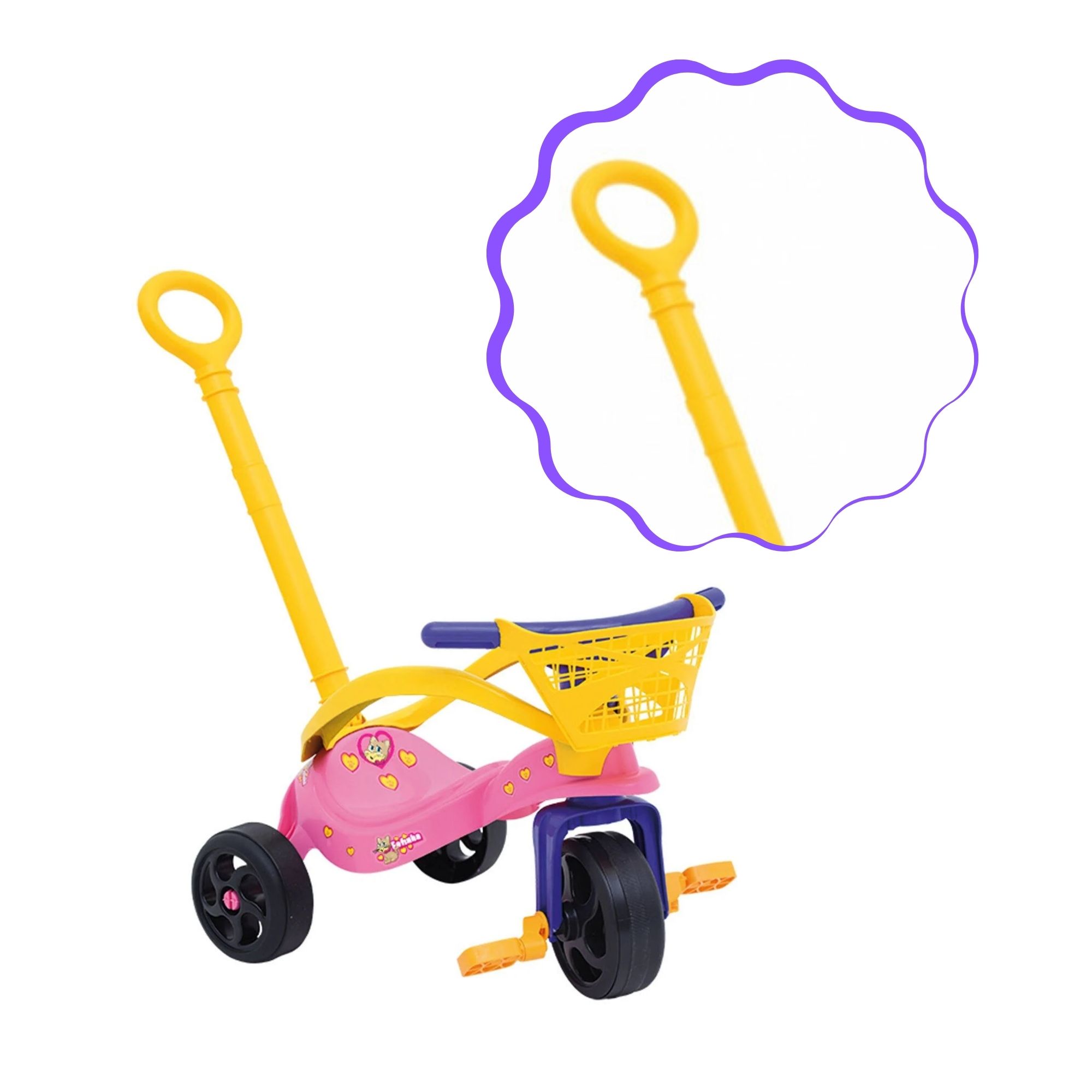 Triciclo Infantil Fofinha com Empurrador Proteção e Cestinha Xalingo - 0749.7