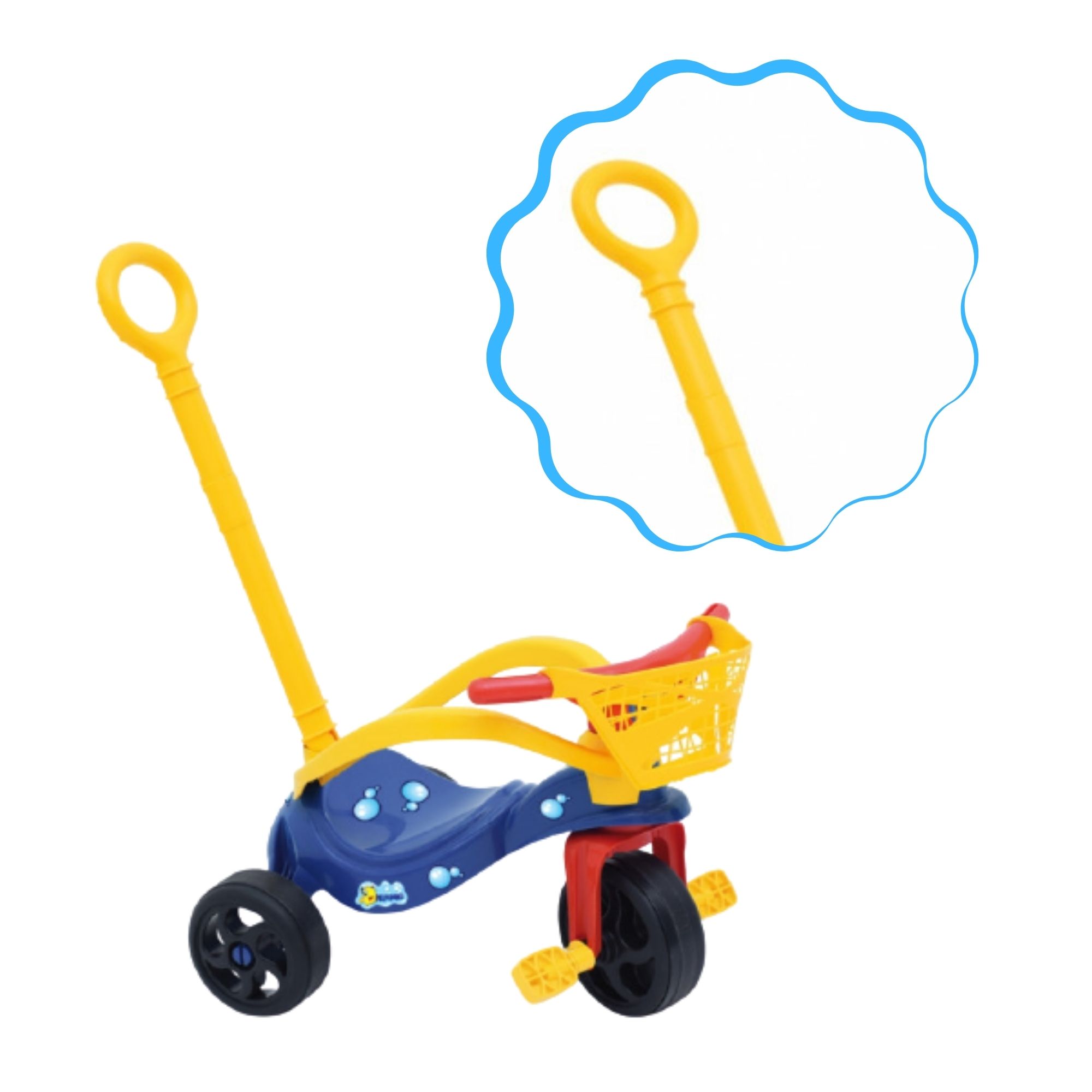 Triciclo Infantil Peixinho com Empurrador Proteção e Cestinha Xalingo - 0749.8