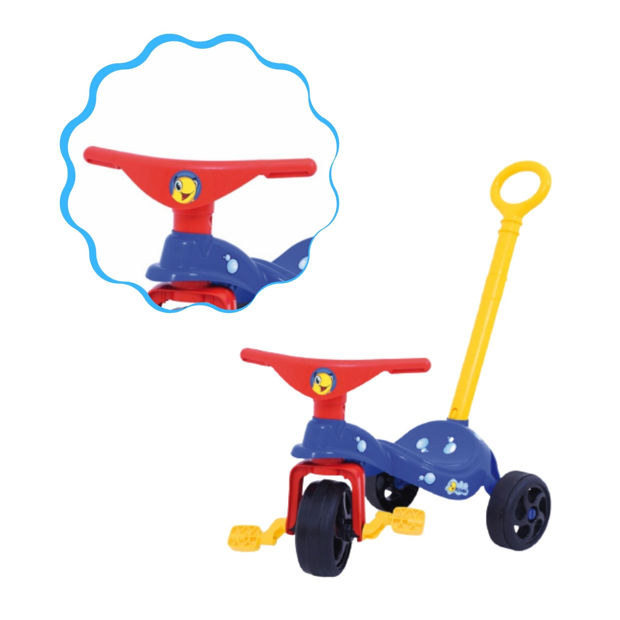 Triciclo Infantil Peixinho com Empurrador Xalingo - 0749.5