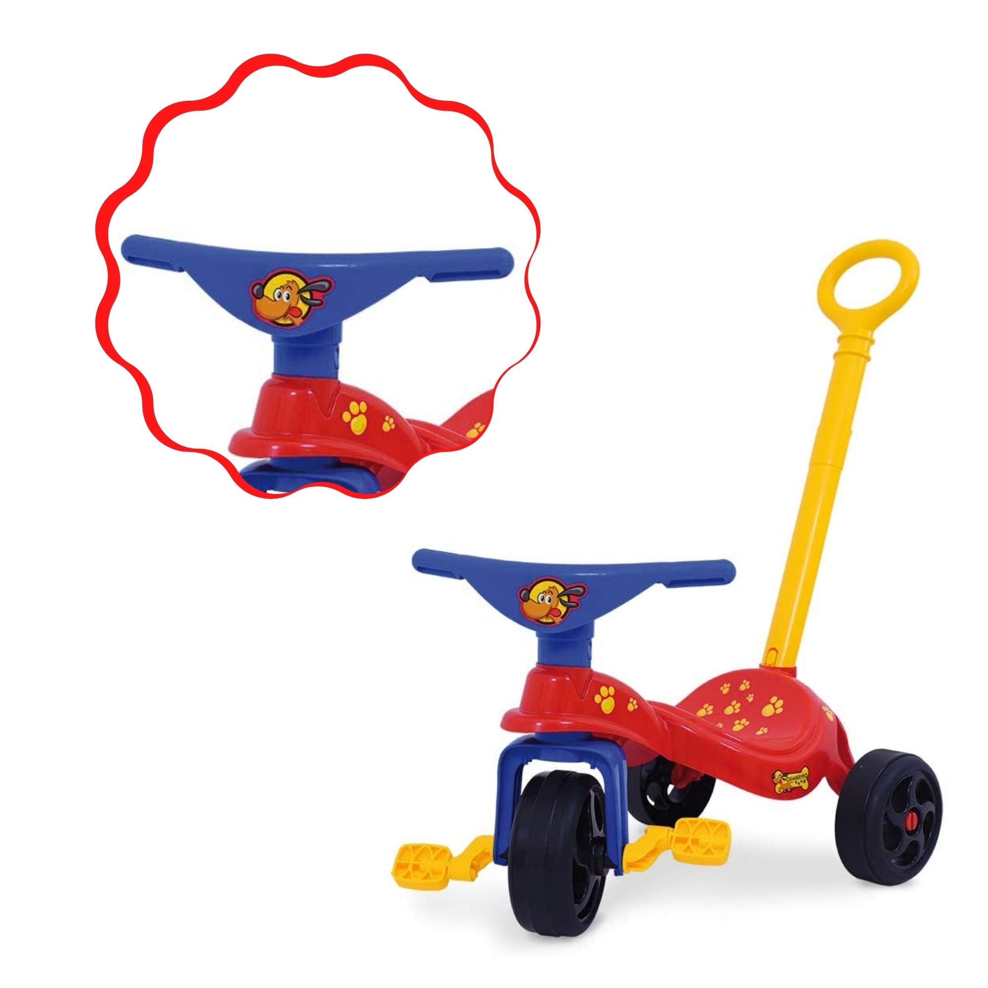 Triciclo Infantil Cachorrinho com Empurrador Xalingo - 0749.4