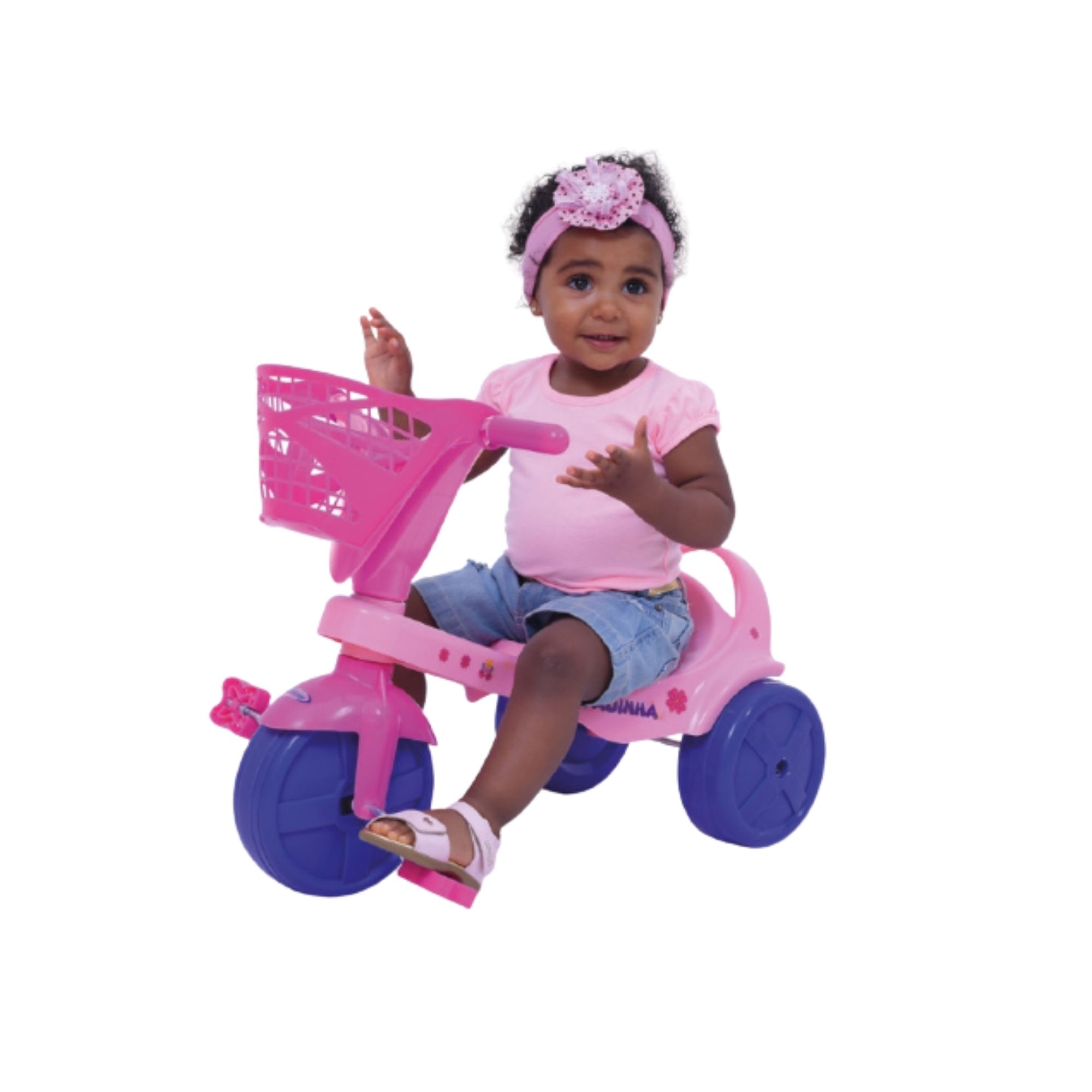 Triciclo Infantil Fadinha Rosa e Roxo Com Cestinha Xalingo - 0748.8
