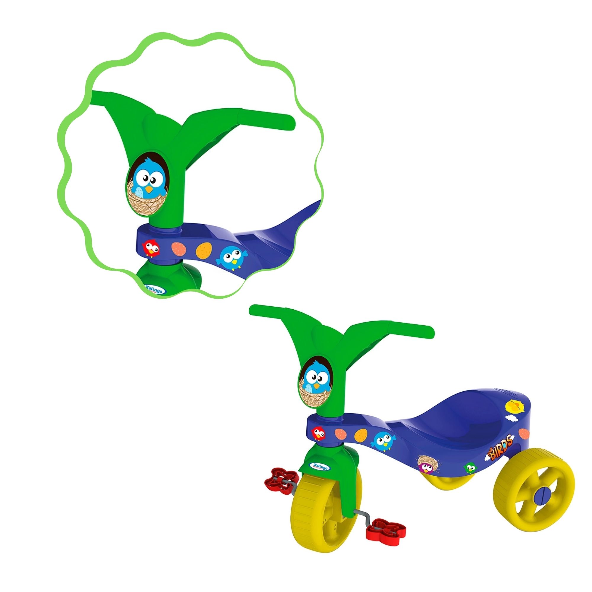Triciclo Infantil Pop Birds Azul e Verde Xalingo - 0744.3