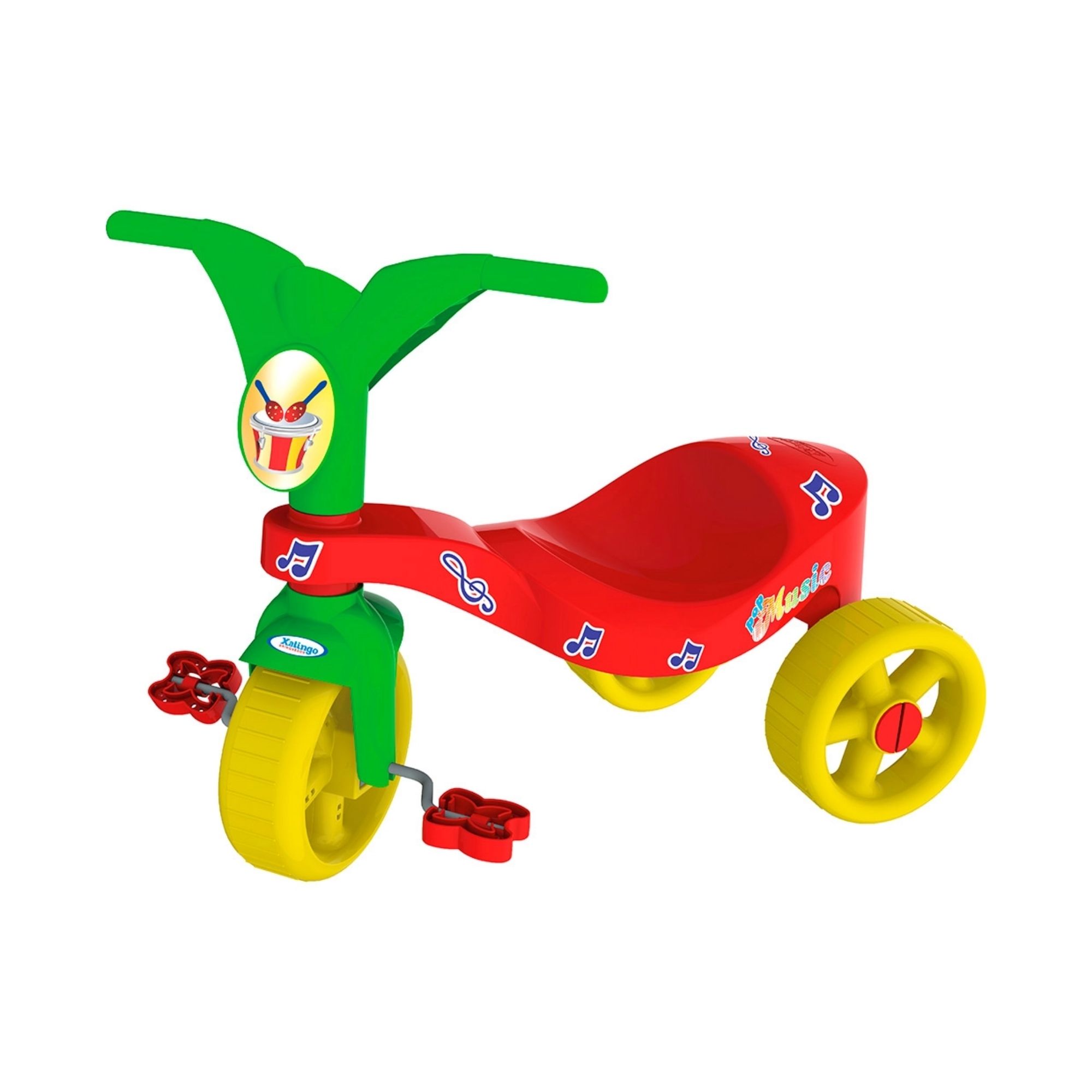 Triciclo Infantil Pop Music Vermelho e Verde Xalingo - 0744.6