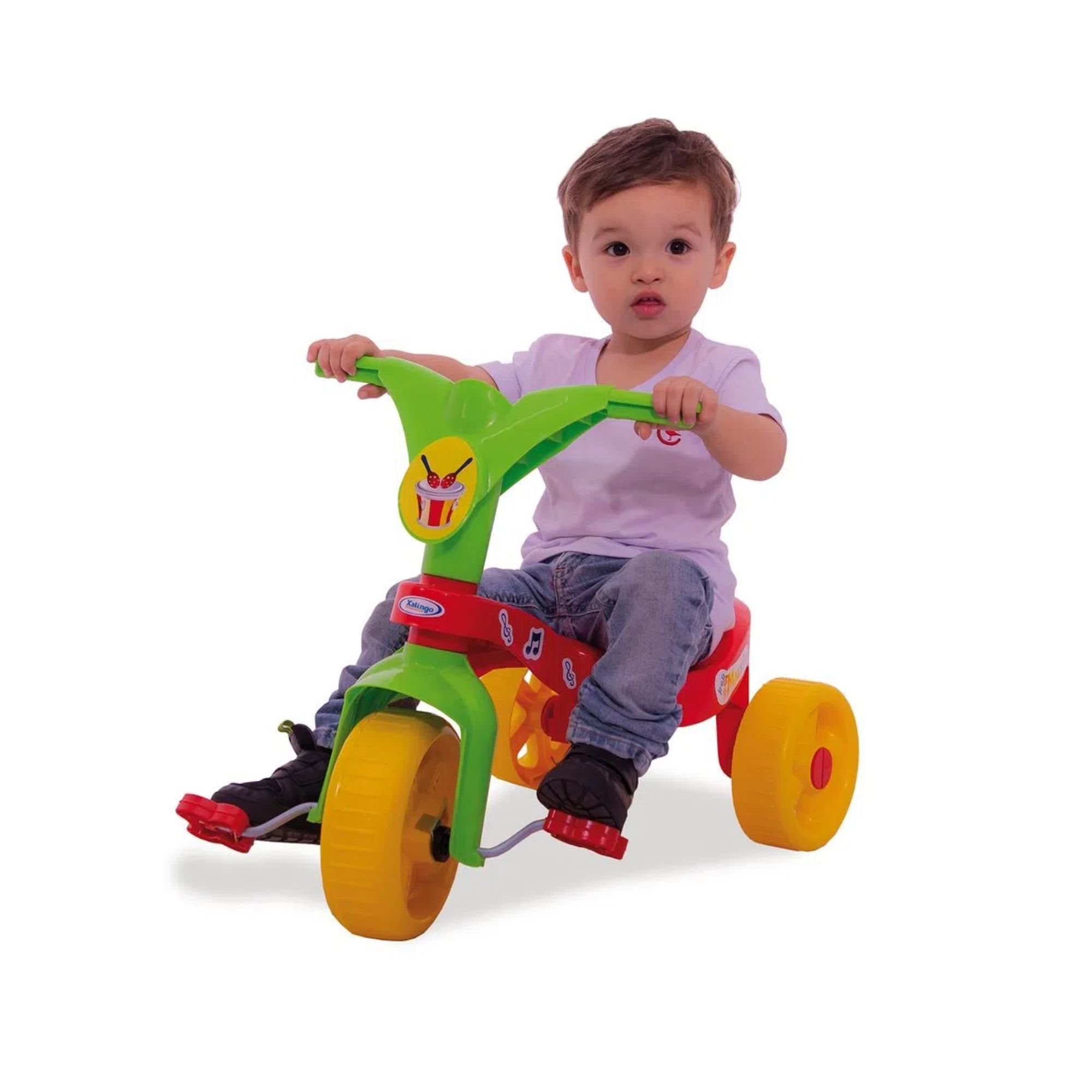 Triciclo Infantil Pop Music Vermelho e Verde Xalingo - 0744.6