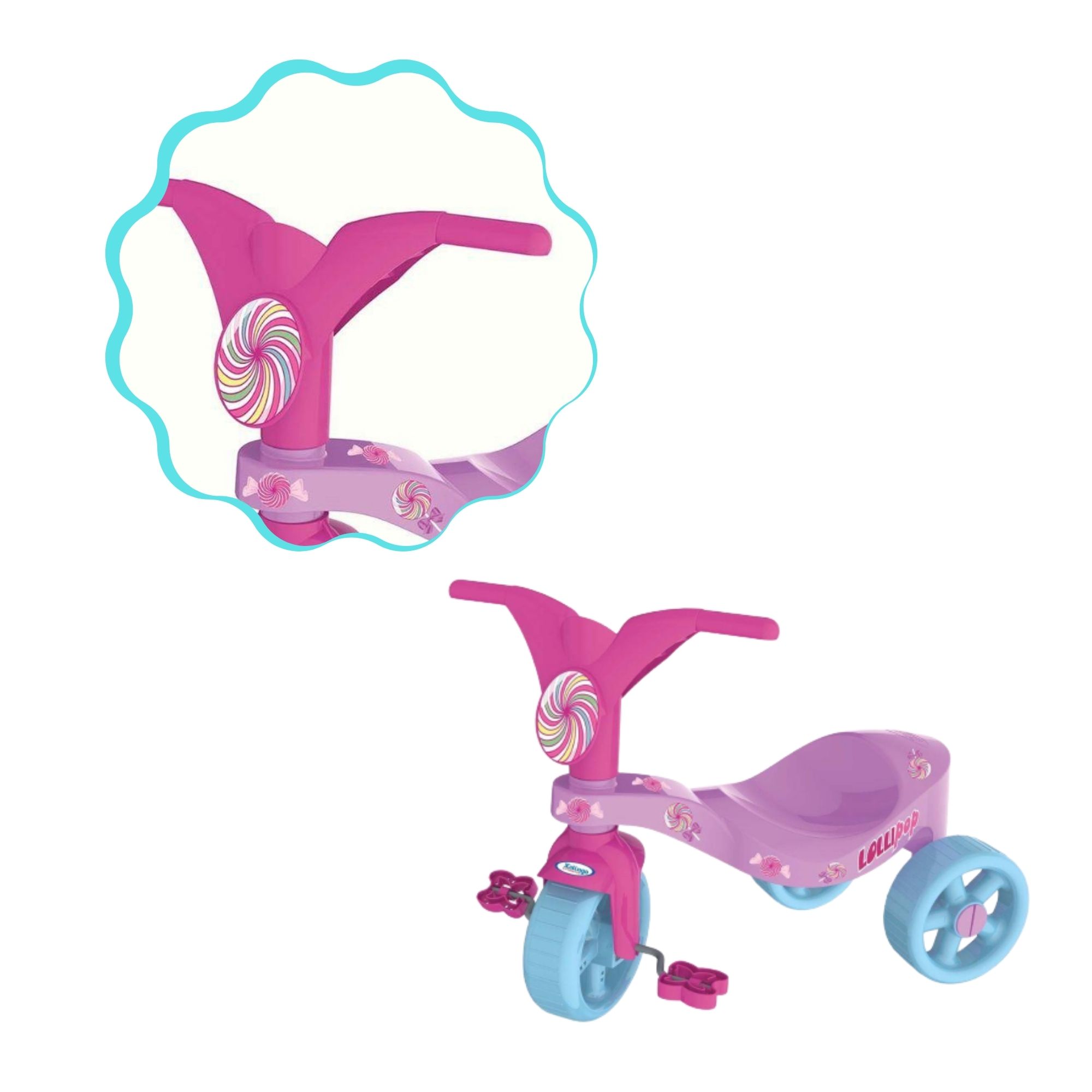 Triciclo Infantil Lolli Pop Rosa e Roxo Xalingo - 0744.5