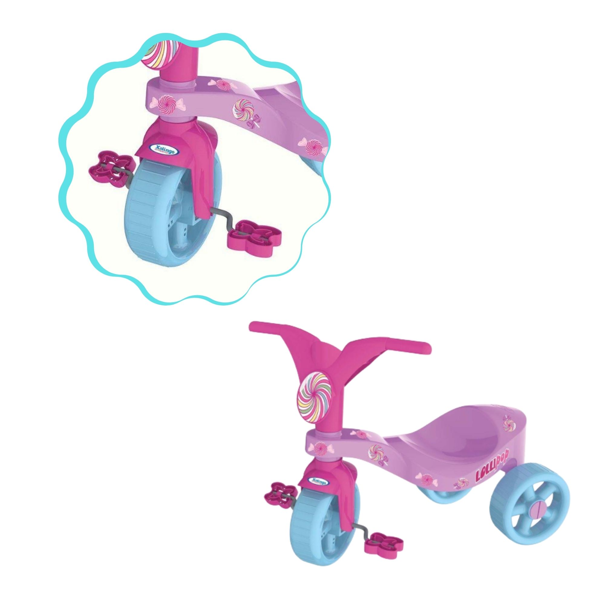 Triciclo Infantil Lolli Pop Rosa e Roxo Xalingo - 0744.5