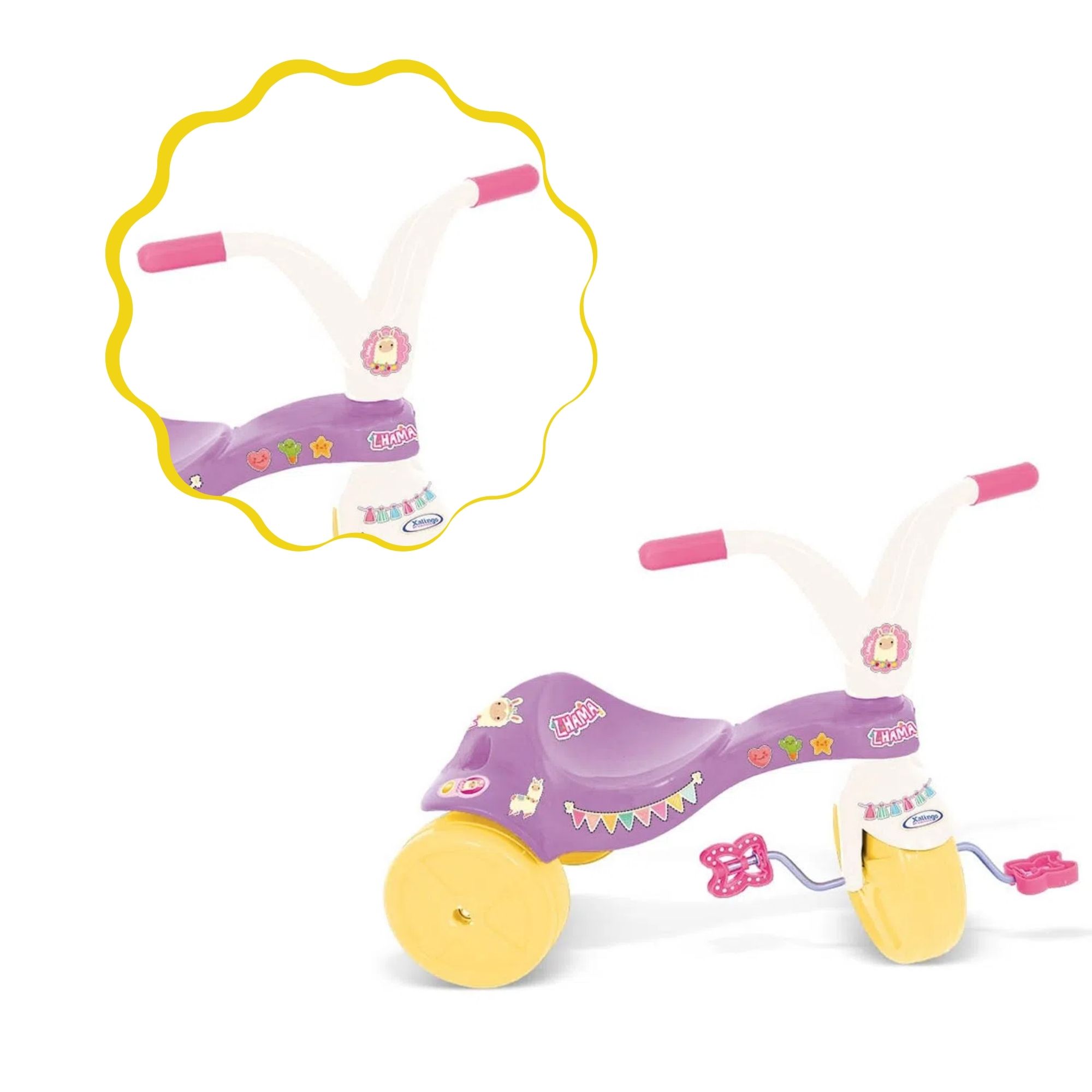 Triciclo Infantil Lhama Lilás e Branco Xalingo - 0739.8