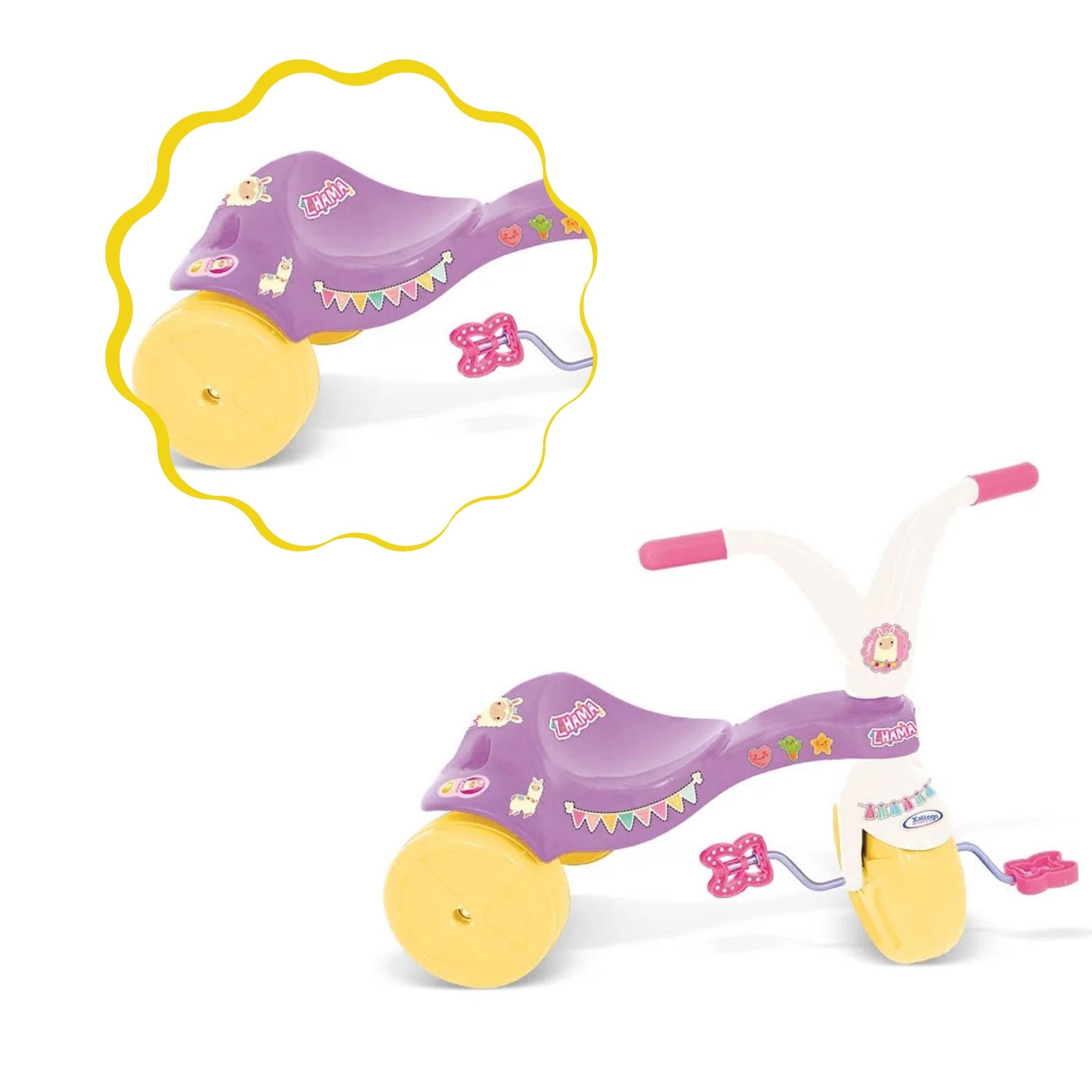 Triciclo Infantil Lhama Lilás e Branco Xalingo - 0739.8
