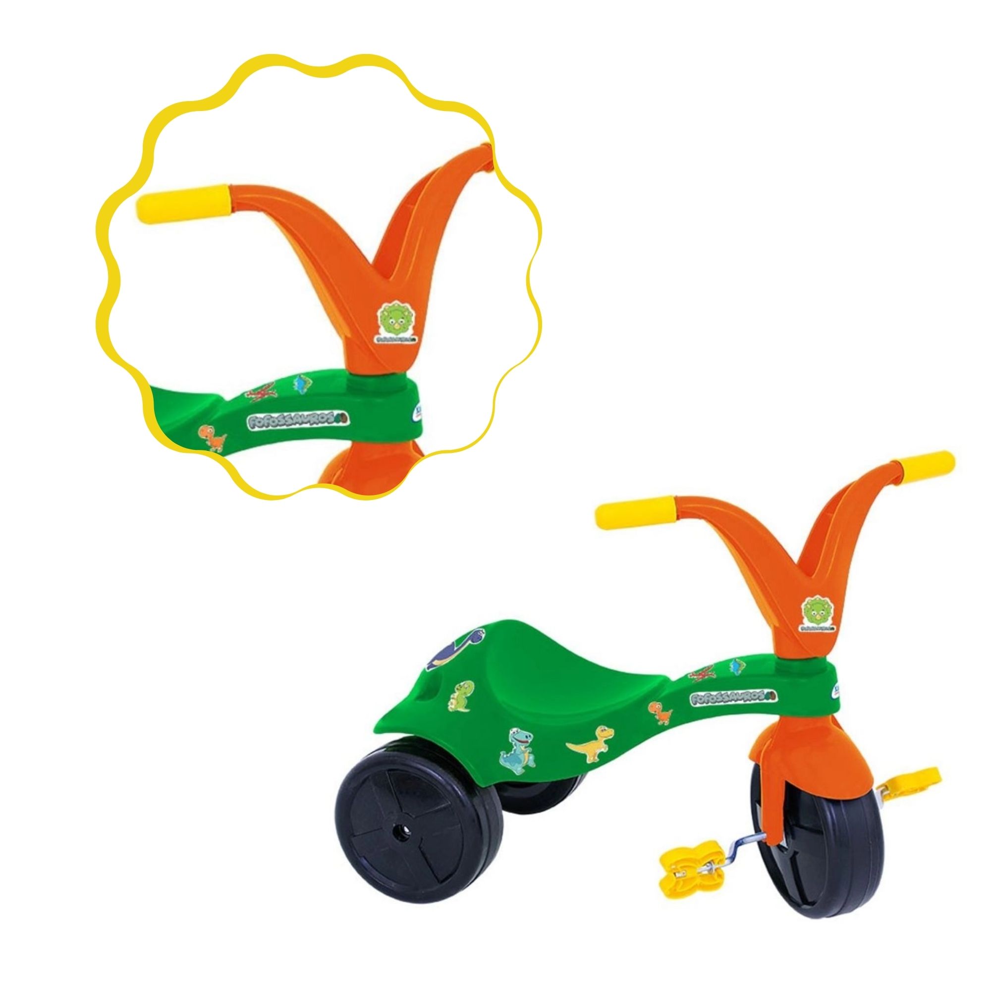 Triciclo Infantil Fofossauros Verde e Laranja Xalingo - 0753.8