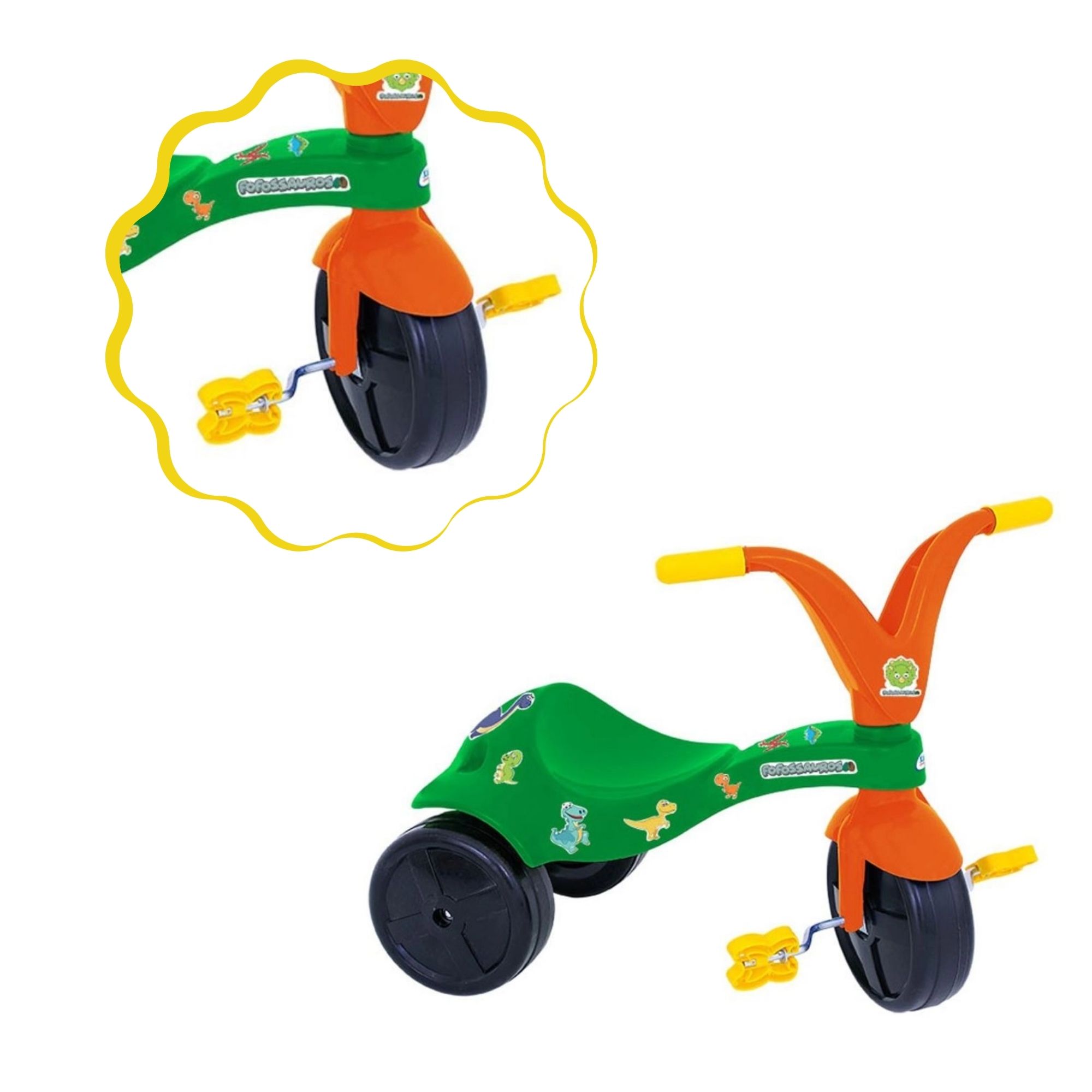Triciclo Infantil Fofossauros Verde e Laranja Xalingo - 0753.8