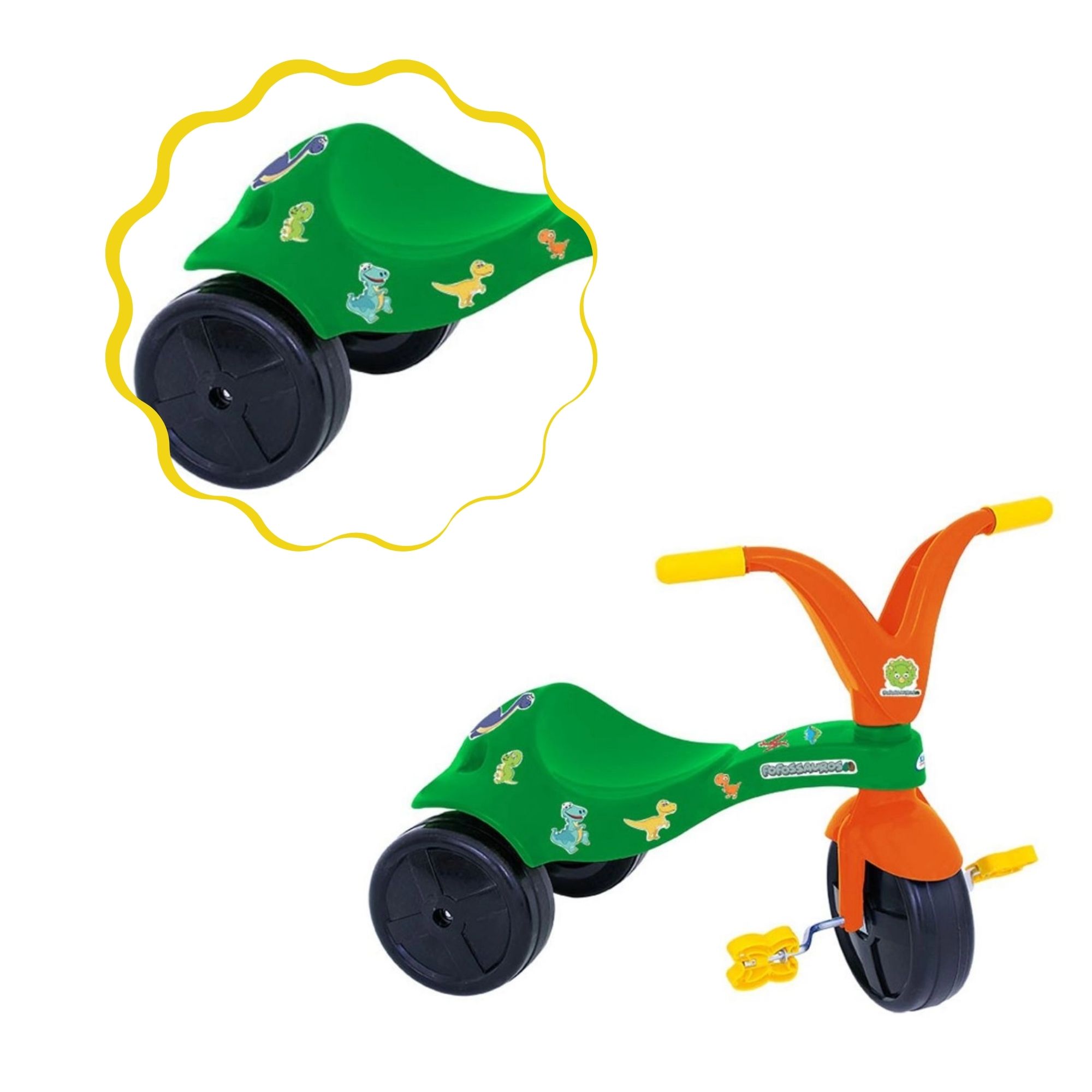 Triciclo Infantil Fofossauros Verde e Laranja Xalingo - 0753.8