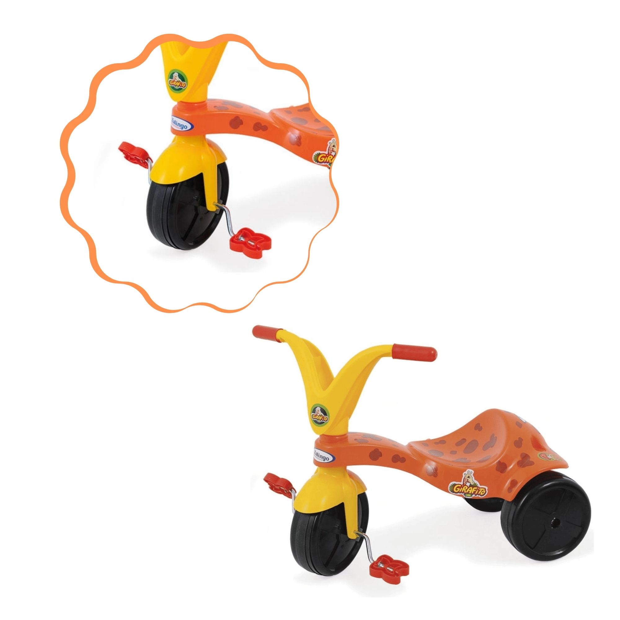 Triciclo Infantil Girafito Amarelo e Laranja Xalingo - 0778.7