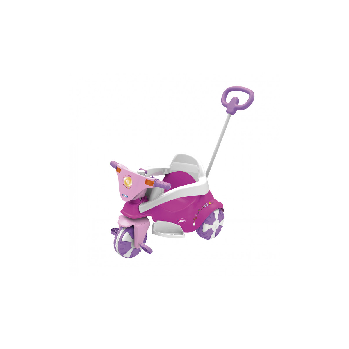 Triciclo Infantil 3x1 Com empurrador Happy Pink Rosa Xalingo - 0724.5