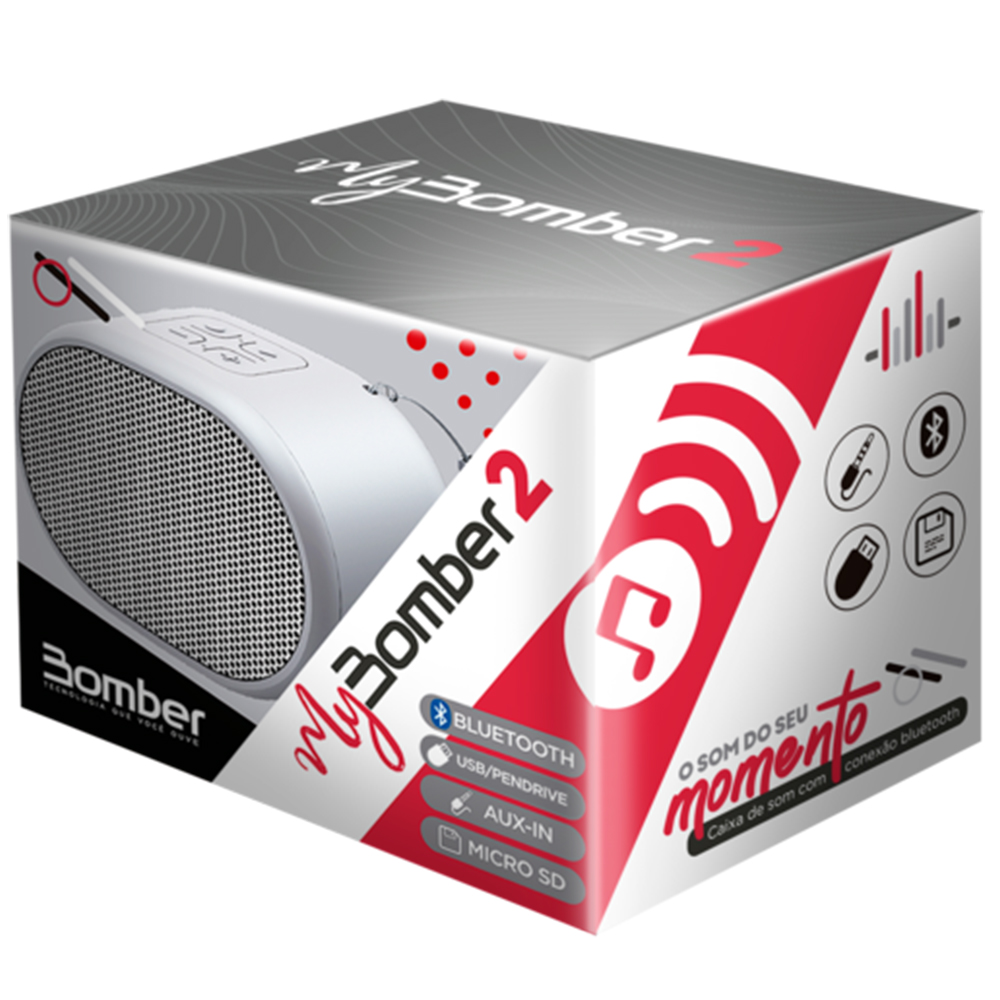 Caixa de Som Bluetooth Portátil Mybomber 2 Prata - Bomber