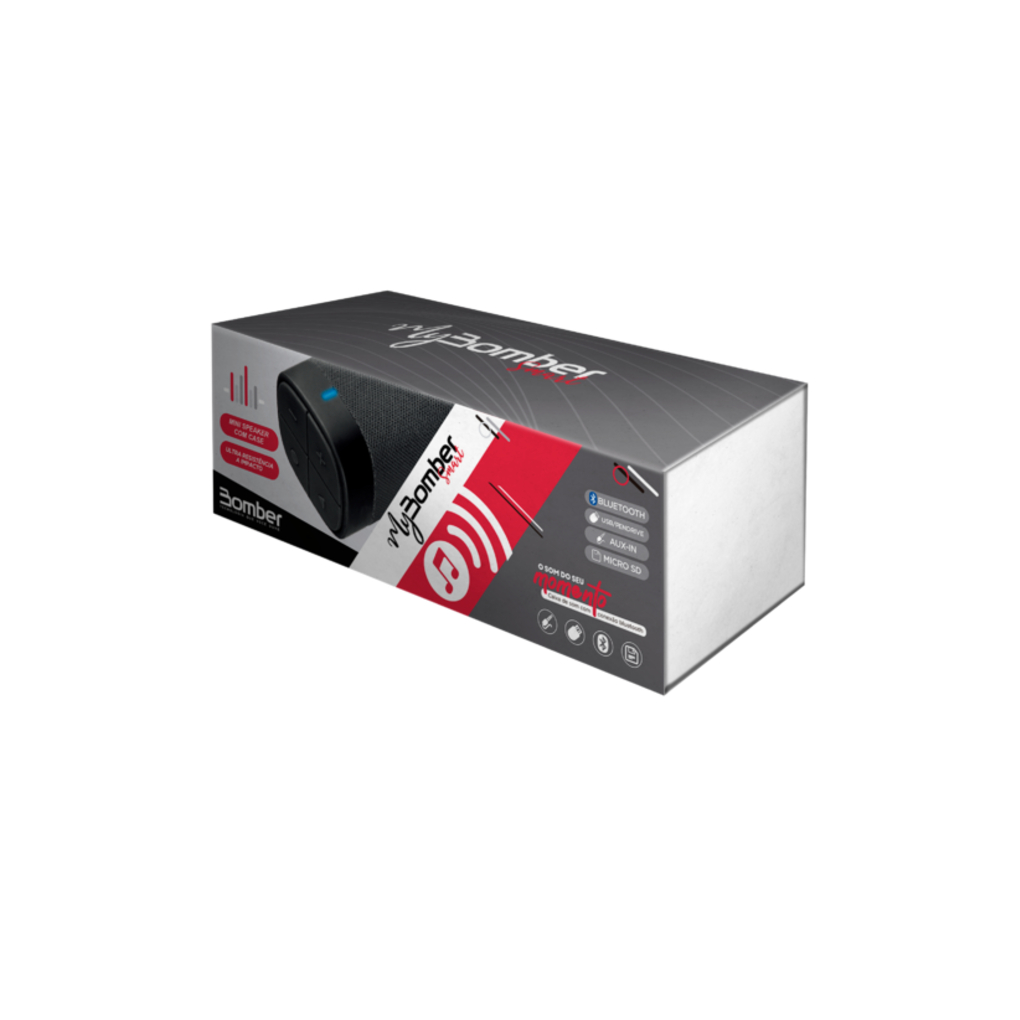Caixa de Som Bluetooth Portátil Mybomber Smart Prata 10W RMS P2 Bomber