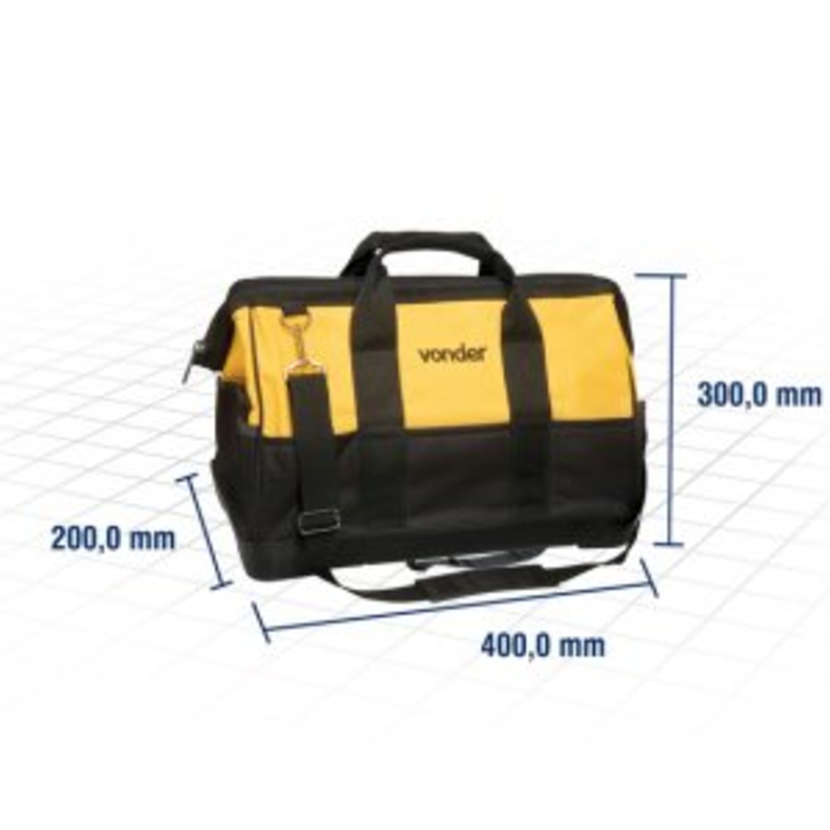 Bolsa em Lona para Ferramentas Reforçada 400 x 200 x 300mm Preta e Amarela Vonder - 35.40.402.030